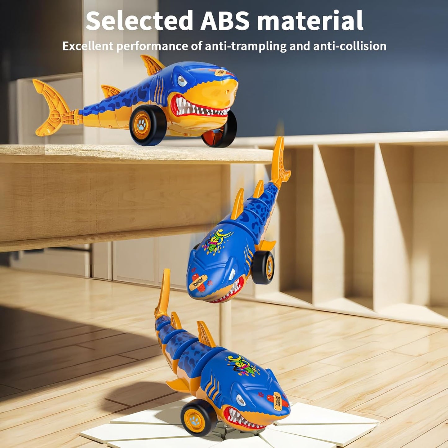 RC Shark Car Toy for Kids, 2.4Ghz Remote Control Shark with Swinging Tail, LED Lights, RC Car Toys for 3-6 Year Old Kids, Fun Gift Idea for Boys & Girls