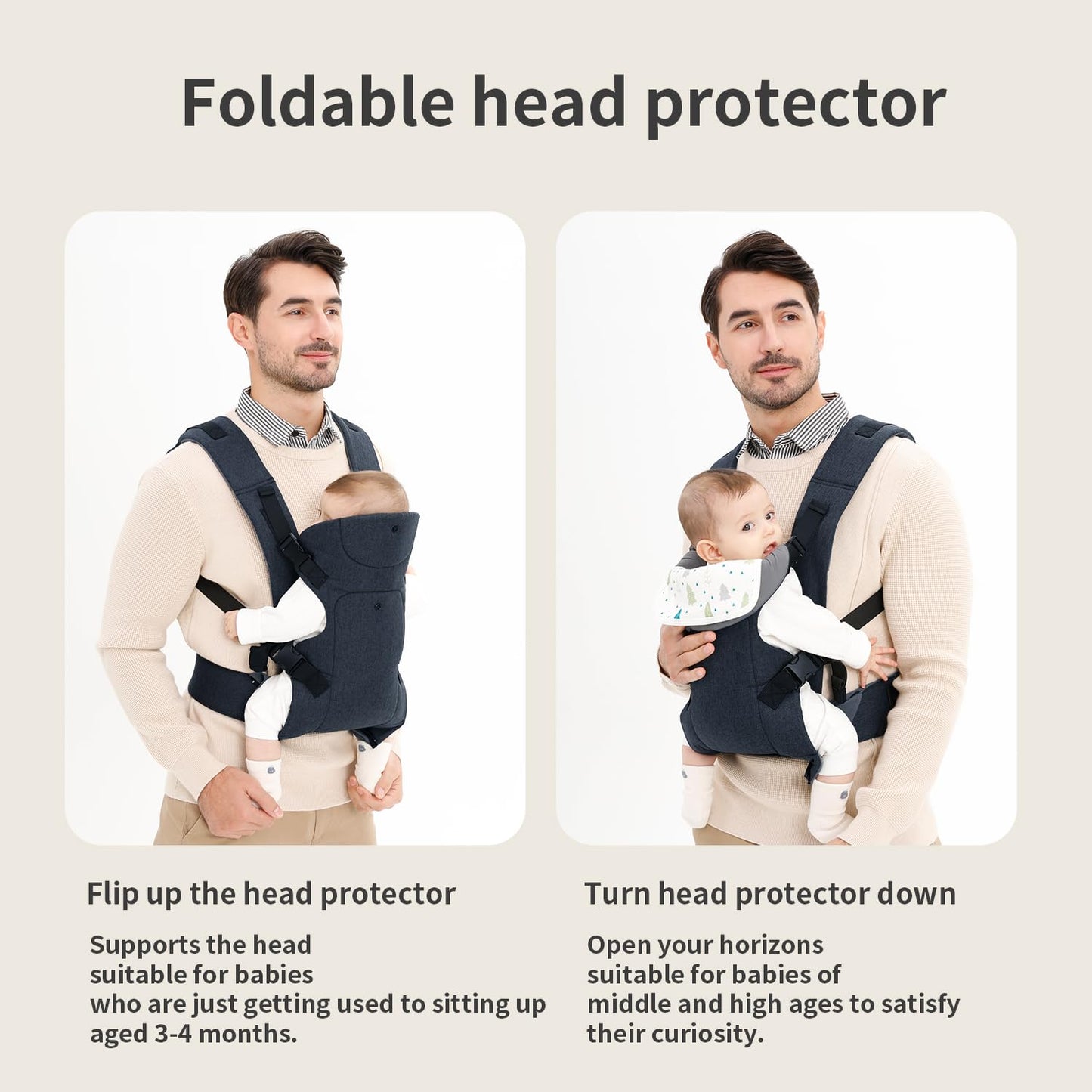 Baby Sling Carrier,4-in-1 Ergonomic Baby Backpack Front Carrier,Newborn to Toddler Wrap Lightweight Adjustable Baby Sling,DarkBlue