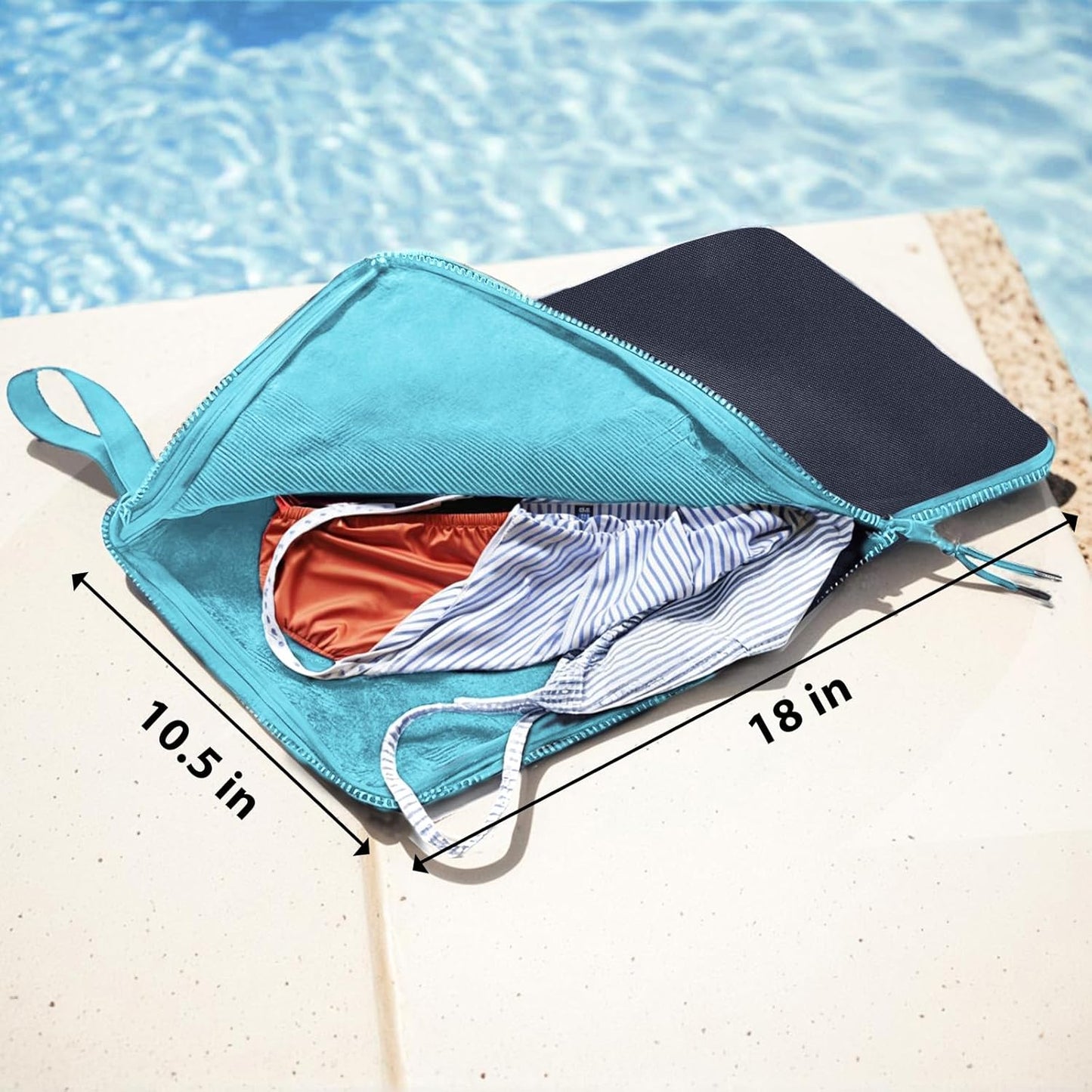 Wet Bag, Wet Dry Bag, Wet bag for swimsuit,Travel, Beach, Pool, Diapers, Dirty Yoga Gym Clothes, Waterproof Embedded Towel Wet Bag(Fleece)-Leakproof Wet Clothes Bag, Beach Travel Essentials