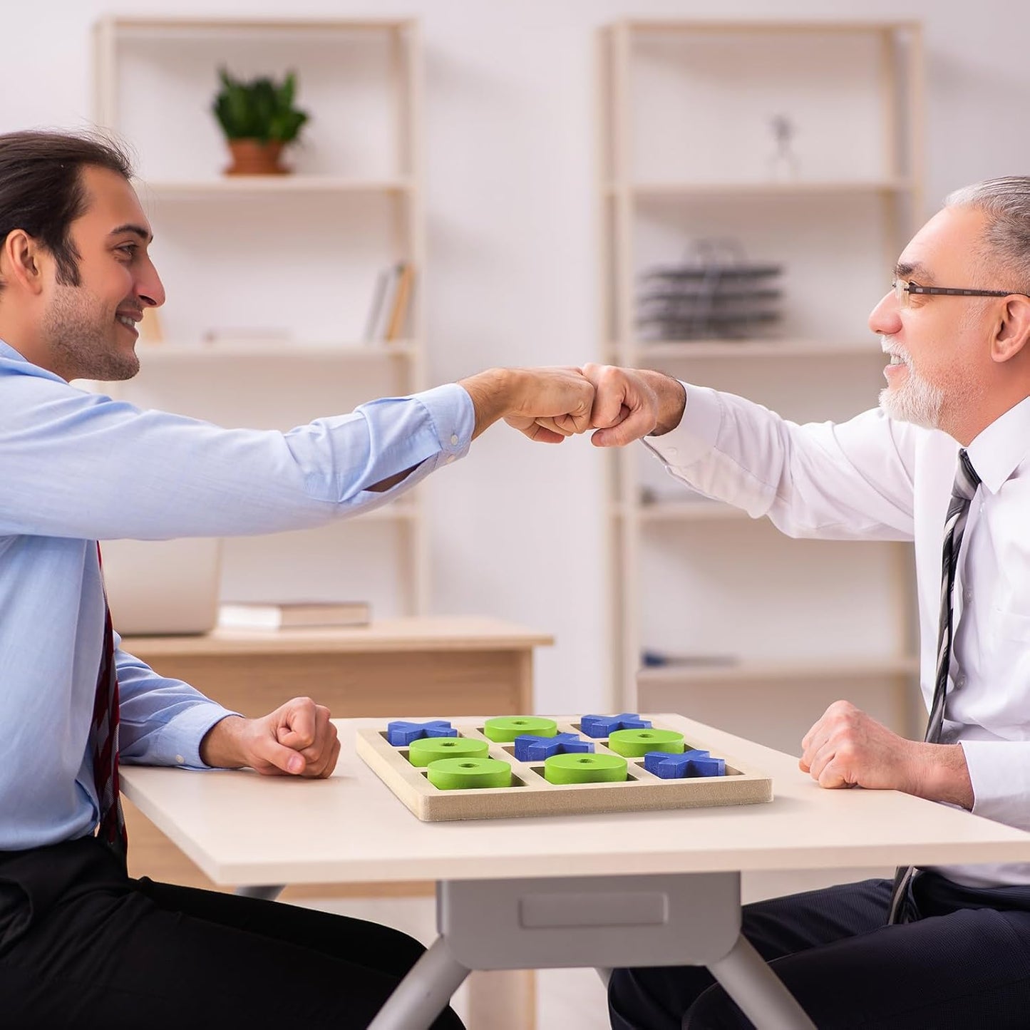 Wooden Tic Tac Toe Game Tic Tac Toe Board Game 7 Inch Wood Board Table Top Living Room Decor Fun Family for Family Night Indoor Outdoor Party Adults Classic Travel(Blue Green)