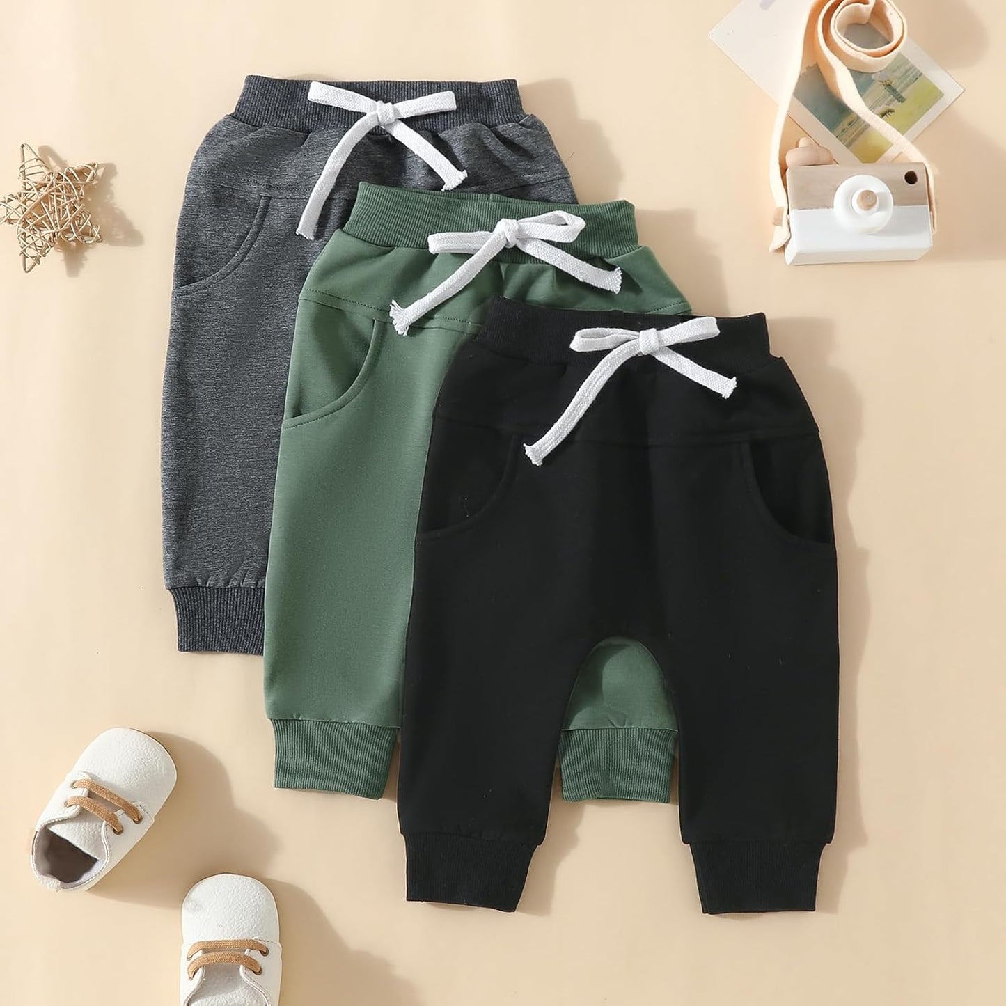 Baby Pants Toddler Infant Newborn Baby Boy Girl Sweatpants Long Joggers Pants Unisex Boy 's Clothing 3 Pack