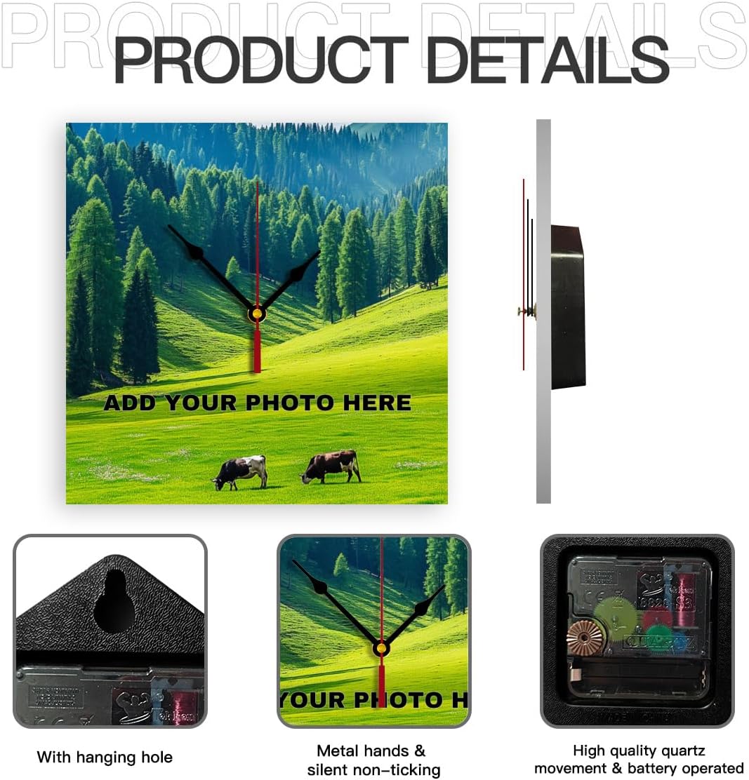 Generic Custom Wall Clock Personalized Wall Photo Customized Round Clock for Birthday Wedding Present Wedding Friend Family Lover, 12inch-30cm