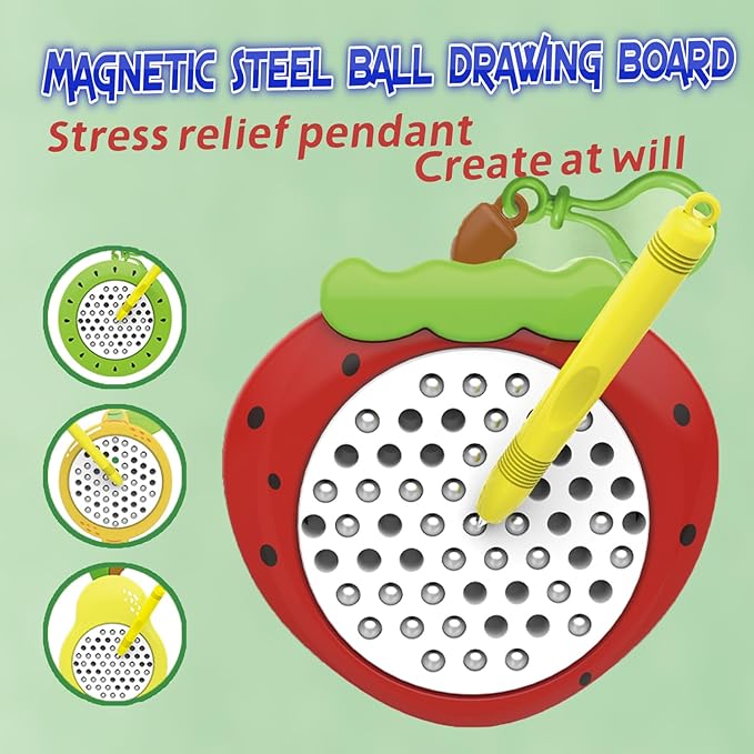 1PCS Kiwi Magnetic Drawing Board for Kids & Toddlers with Beads and Magnet Stylus Pen - Magnetic Travel Toy for Airplane & Car Ride Activities for Kids
