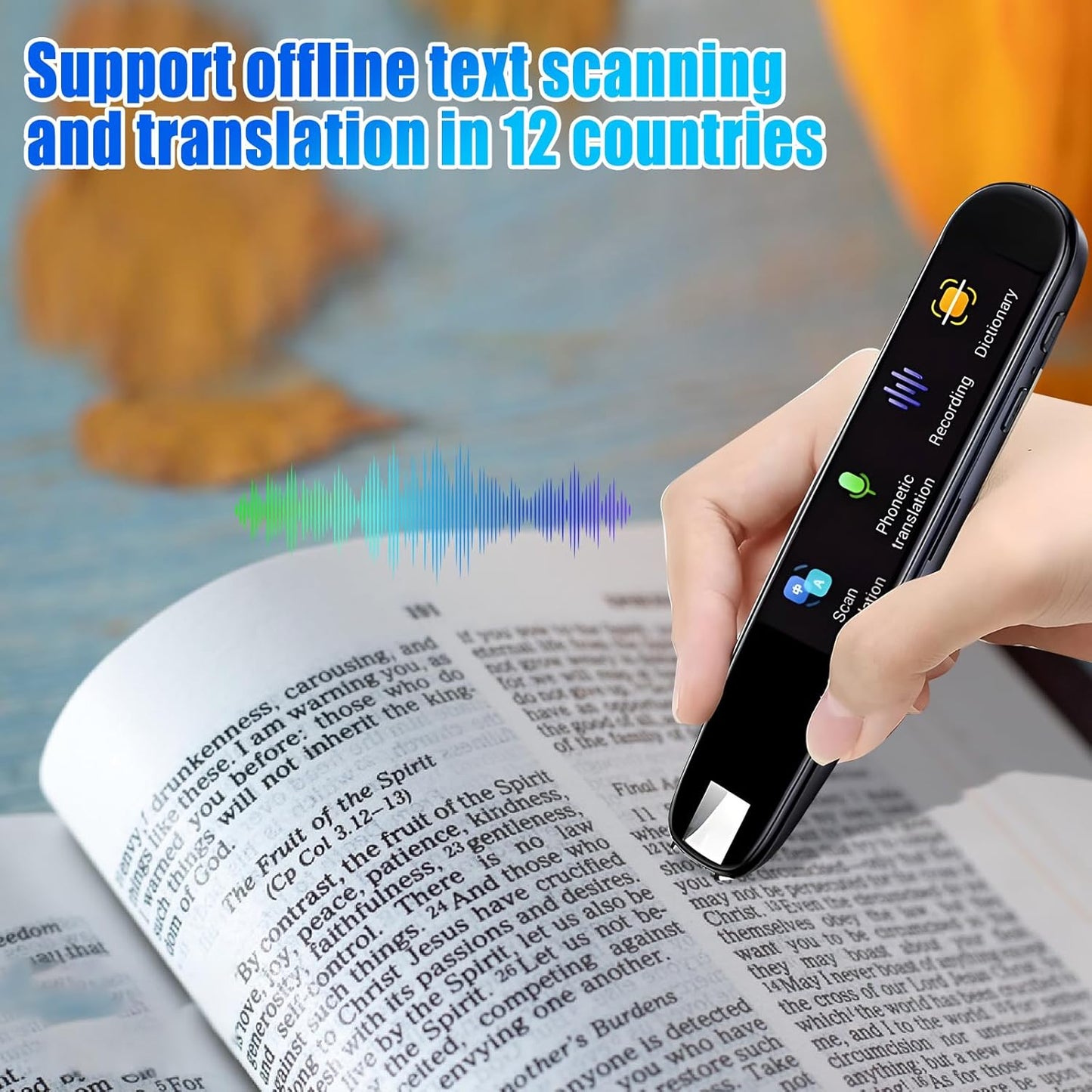 Translation Scanning Pen, OCR Digital Reading Pen with 112 Language, Pen Scanner Reader, Scan Reader Pen, Wireless Translation Pen Scanner for Students Adults Traveler Business (Black)
