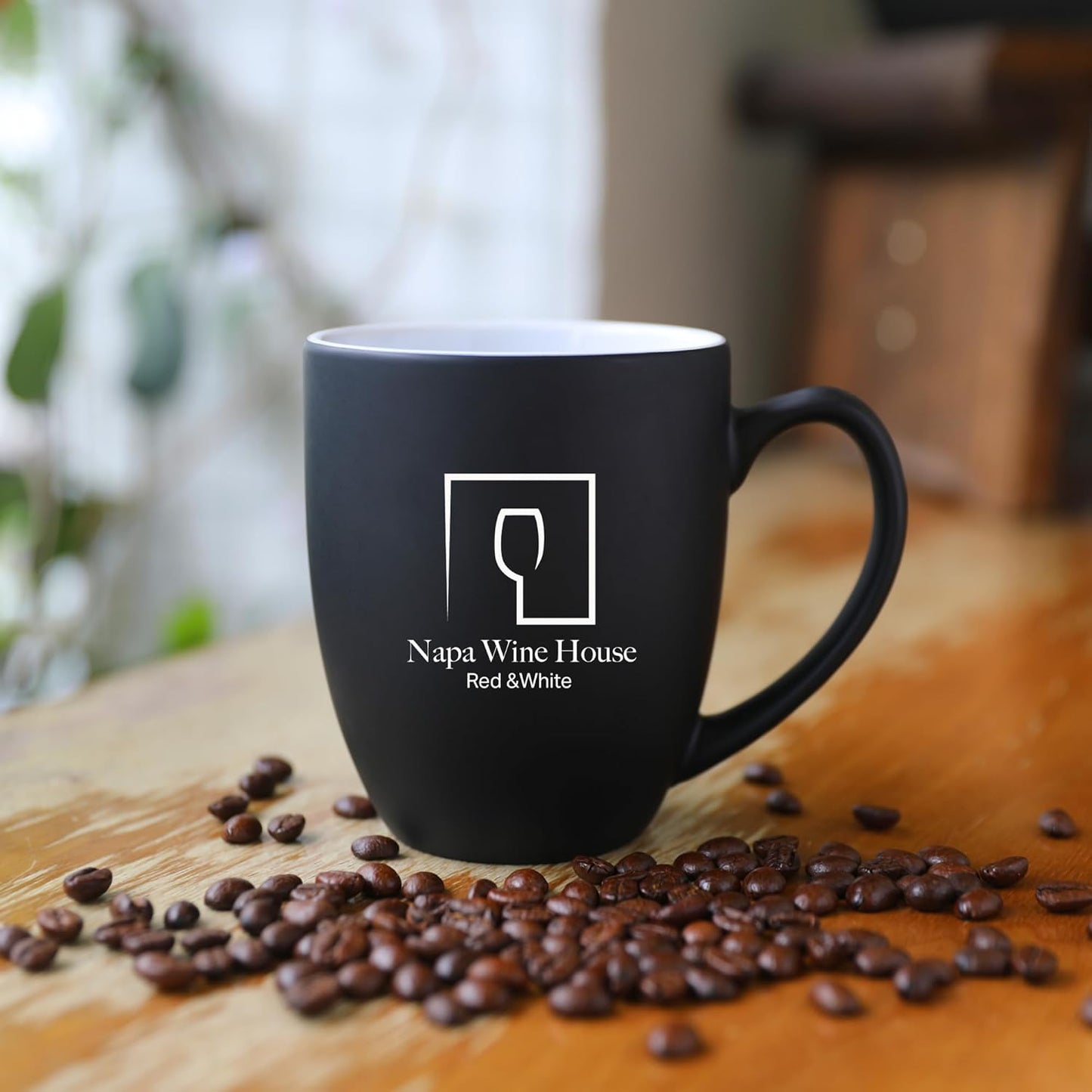 Personalized Coffee Mug Engraved with your Custom Logo - Customized Coffee Mugs, Hot Chocolate Mug, Birthday Gift, Retirement Gift (Engraved Custom Logo, Matte Black)