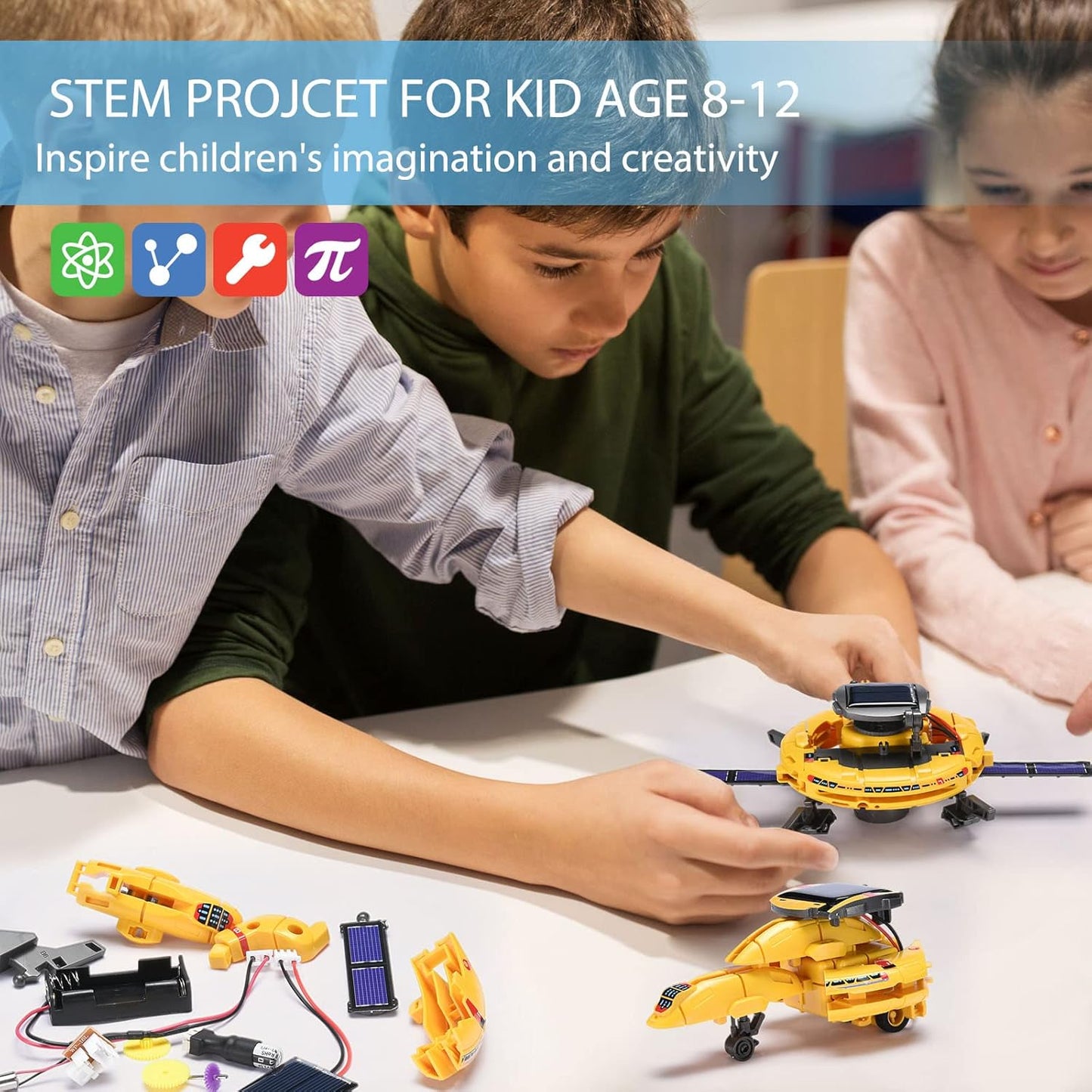 Toys for Boys Age 8-10,STEM Kit Bot Build Your Own Science Gear Robot Kit with Solar Panel & Battery Power, Christmas Birthday Idea Gifts Toy for 9 10 11 12 13 14 Years Old Boy