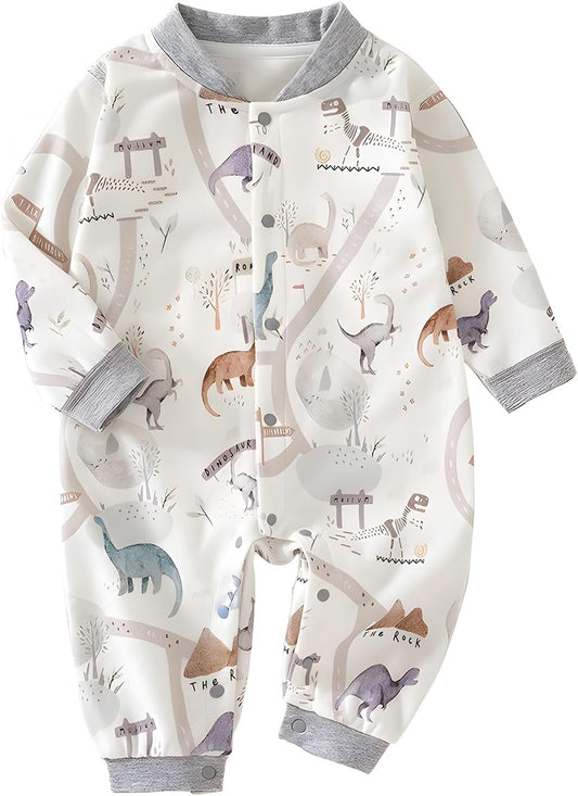 100% Organic Cotton Soft 3-24 Months Baby Romper Jumpsuits for Boys and Girls Unisex Long Sleeve
