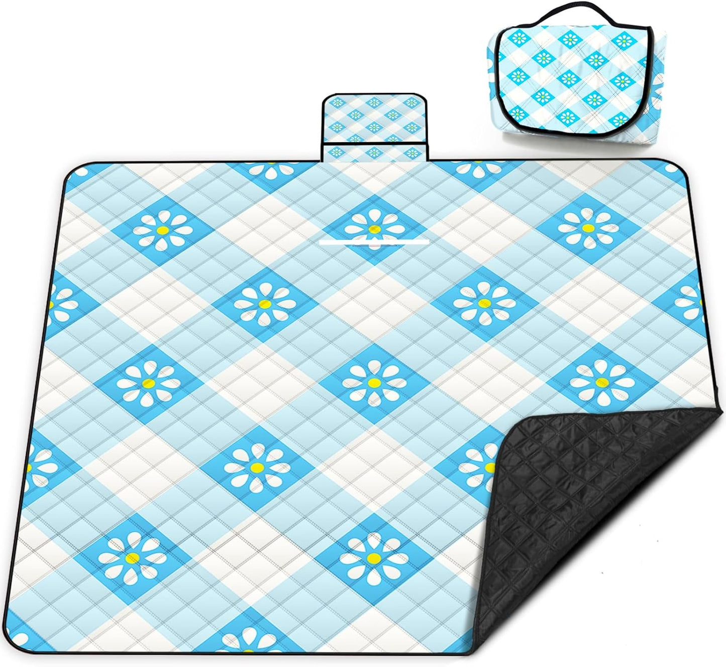 Extra Large Picnic Blanket Waterproof,80"x 80"Foldable Machine Washable Beach Blankets,Outdoor Blanket for 6-8 Adults,Picnic Mat Suitable for Indoor Crawling,Park Beach,Camping,Hiking,Travel( Blue)