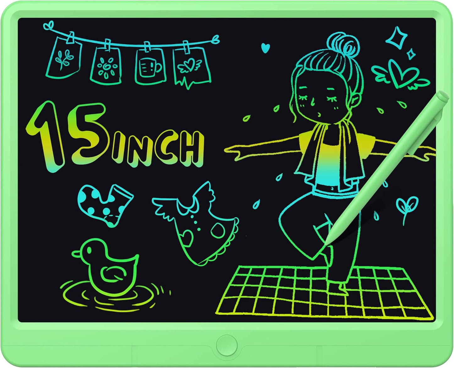 GIGART LCD Writing Tablet 15 Inch Drawing Tablet Magic Doodle Board Drawing Pad, Electronic Writing Board, Educational Toys Gifts for Kids and Adults at Home,School and Office (Green)