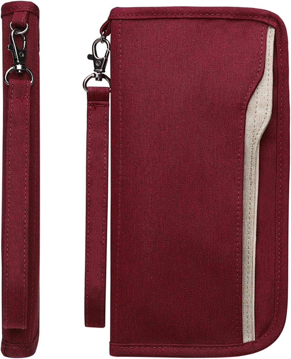 ZOPPEN Passport Holder Family RFID Passport Wallet, Passport Holder Women/Men, Travel Wallet Documents Organizer Zipper Case with Removable Wristlet Strap, Travel Essentials for Flying