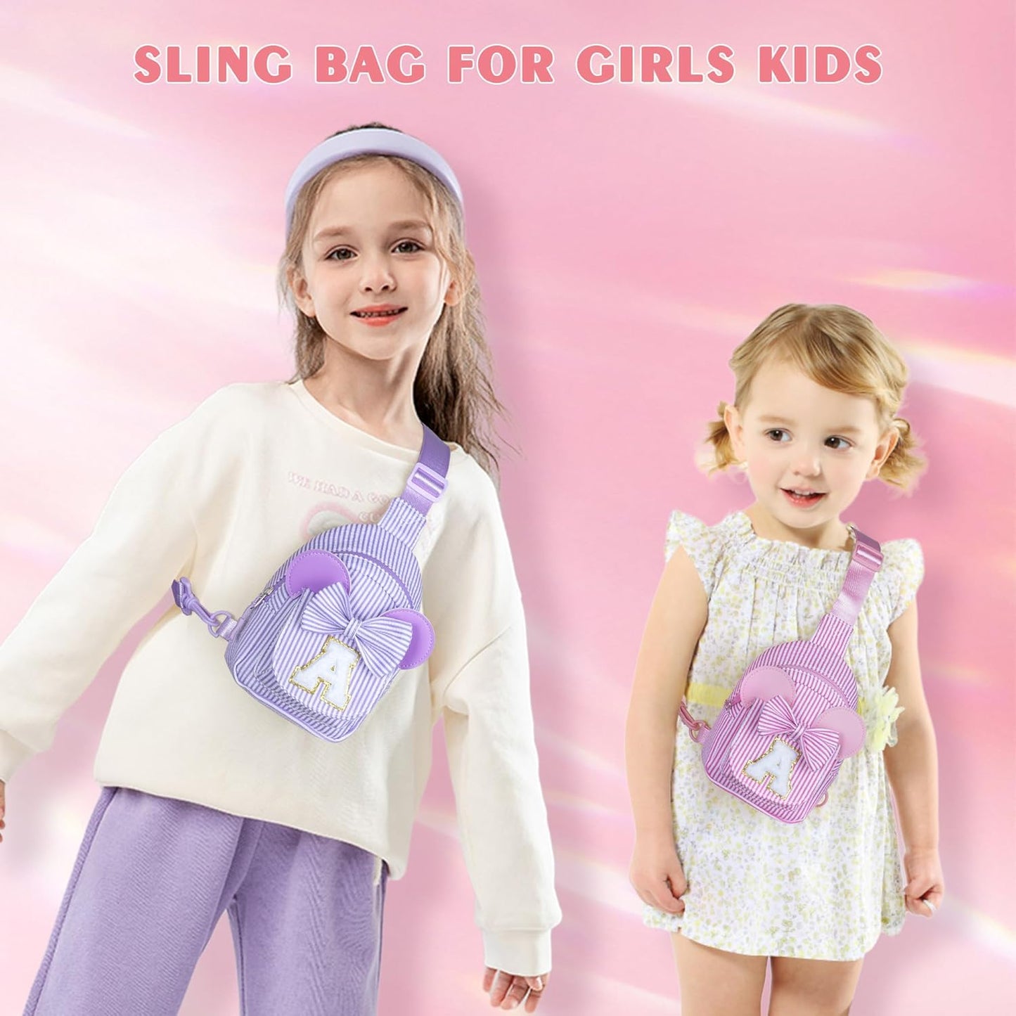 Initial Sling Bag, Small Sling Bags for Girls Kid, Gifts for Little Girls Kids, Girl Friend Bridesmaid Birthday Gift for Kids Daughter Sister Kid Girl Gifts Trendy Stuff Belt Bag (Blue S)