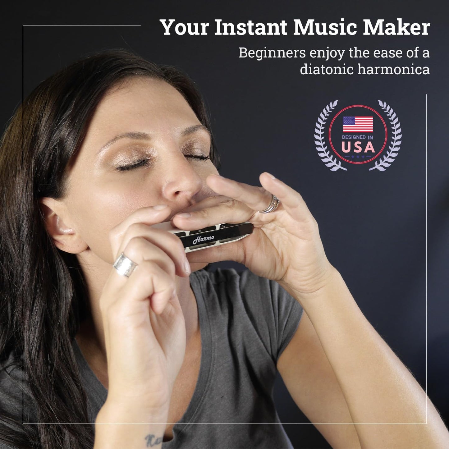 Harmo Polar Diatonic Harmonica Key of Eb - 10 Holes 20 Notes, Blues Harp Mouth Organ With Case, Phosphor Bronze Reeds, Suitable for All Genres, Harmonica for Adult, Beginners & Professionals