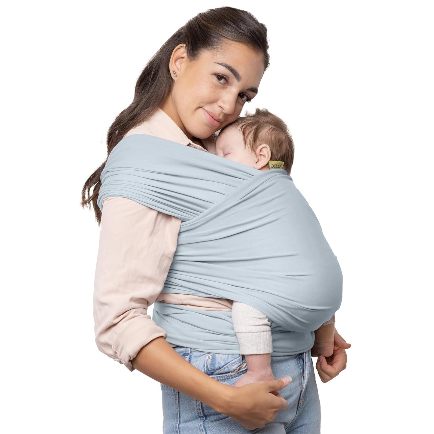 Boba Baby Wrap Carrier - Original Baby Carrier Wrap Sling for Newborns - Baby Wearing Essentials - Newborn Wrap Swaddle Holder, Newborn to Toddler Infant Sling (Serenity Light Blue)