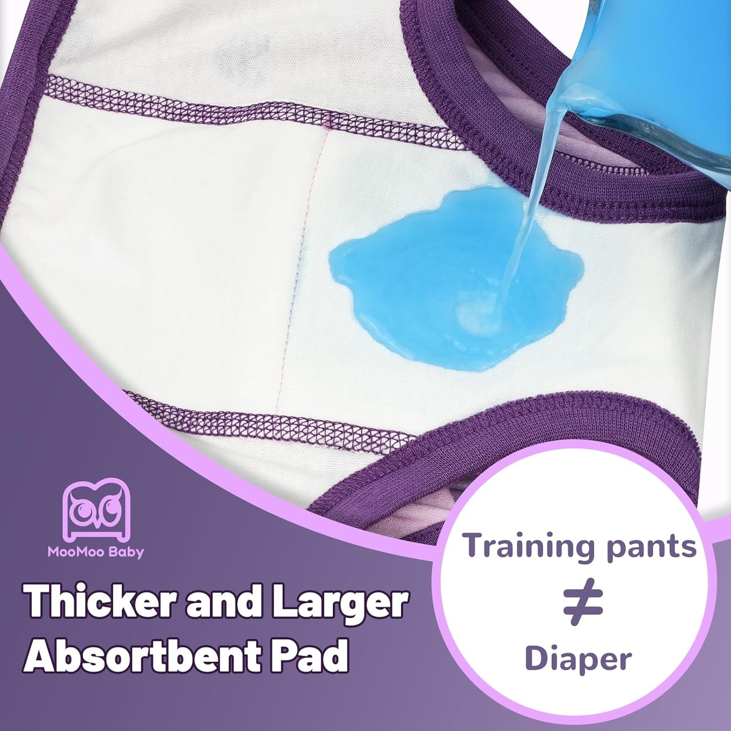 MooMoo Baby Absorbent Potty Training Pants 8 Packs Cotton Training Underwear for Girls 2T