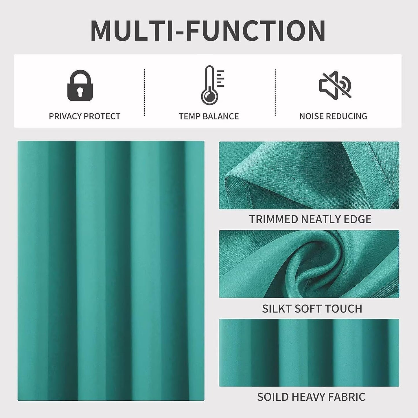 Joydeco Blackout Curtains 84 inches Long 2 Panels Set, Thermal Insulated Long Curtains & Drapes 2 Burg, Room Darkening Grommet Drapes for Bedroom Living Room Windows (W42 x L84 Inch, Peacock Blue)