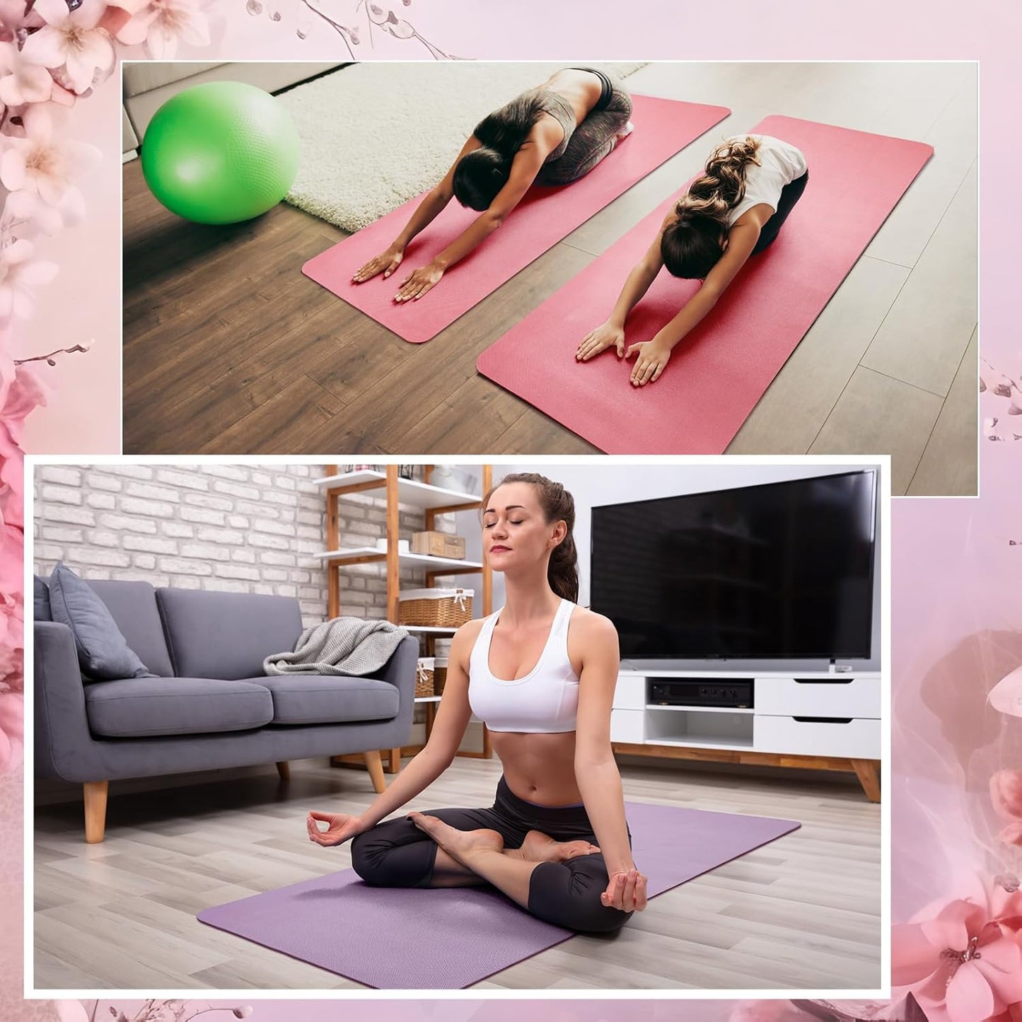 Timgle 6 Pack Yoga Mats Bulk Non Slip Exercise Yoga Mat Thick Anti Slip Tear Resistant Sports Gym for Fitness Stretching Home Workout and Studio