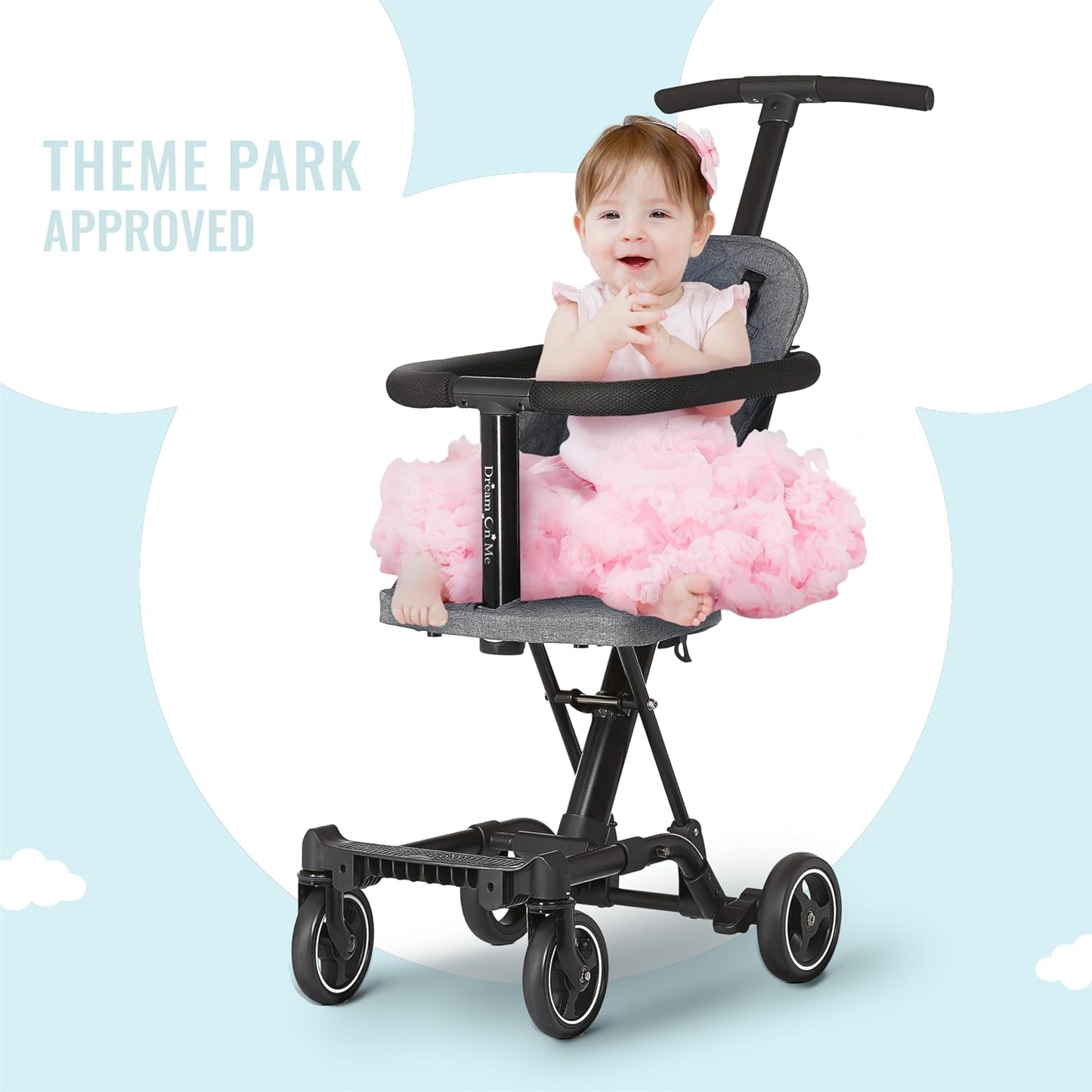 Dream On Me Lightweight And Compact Coast Rider Stroller With One Hand Easy Fold, Adjustable Handles And Soft Ride Wheels, Grey
