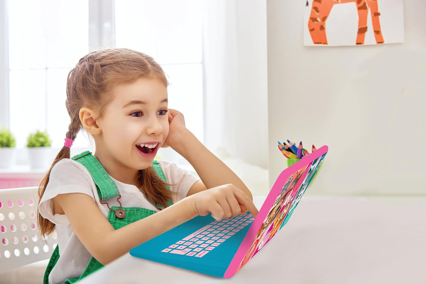 Lexibook, Paw Patrol, Bilingual and Educational Laptop Spanish/English, Toy for Children, 170 Activities to Learn, Play Games and Music, Large Screen, Pink/Blue, JC599PAGi2