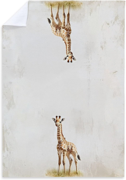 Giraffe Gifts Kitchen Towels Decorative, Giraffe Decor Hand Tea Towels for Bathroom Kitchen, Animal Lover Gifts for Kids Women Men Dish Towel Drying Cloth, 16x24 Inch