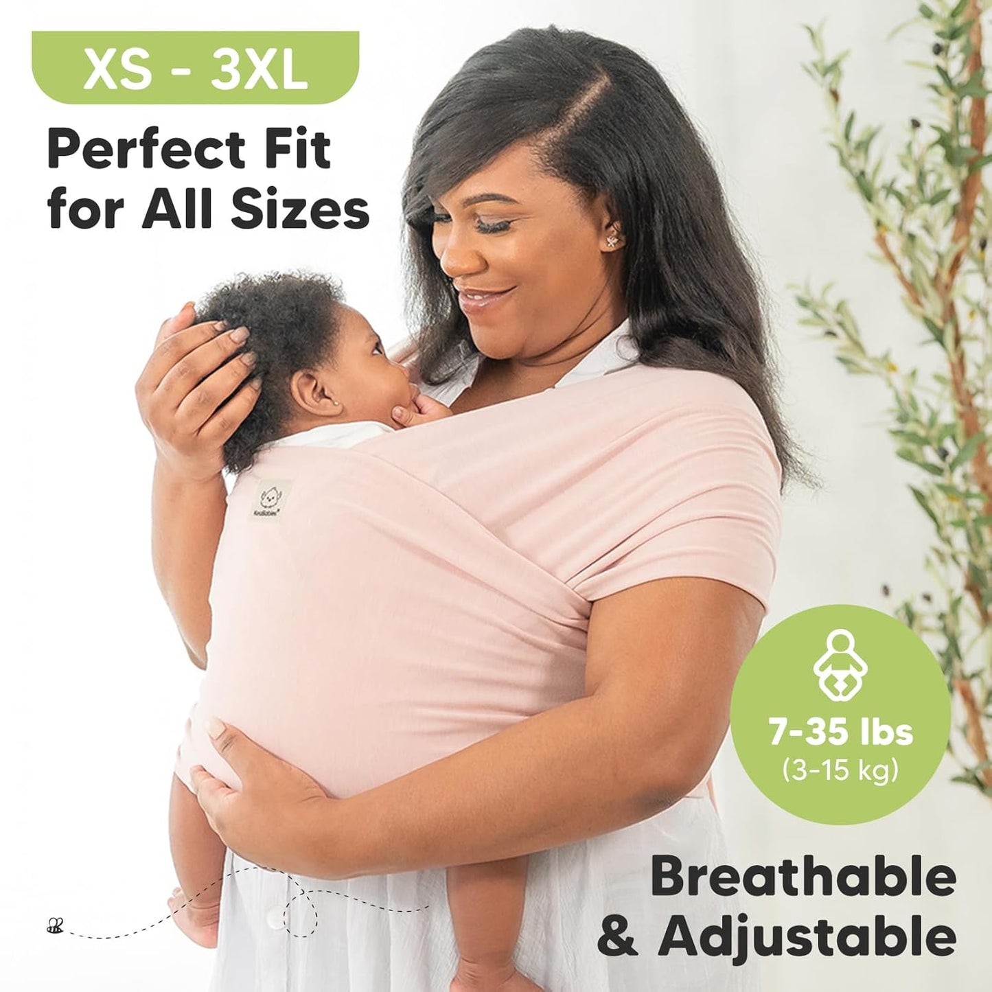KeaBabies Baby Wrap Carrier - All in 1 Original Baby Carrier Newborn to Toddler Sling, Easy to Wear, Hands Free Bonding, Lightweight, Breathable Infant Wraps (Dusty Pink)