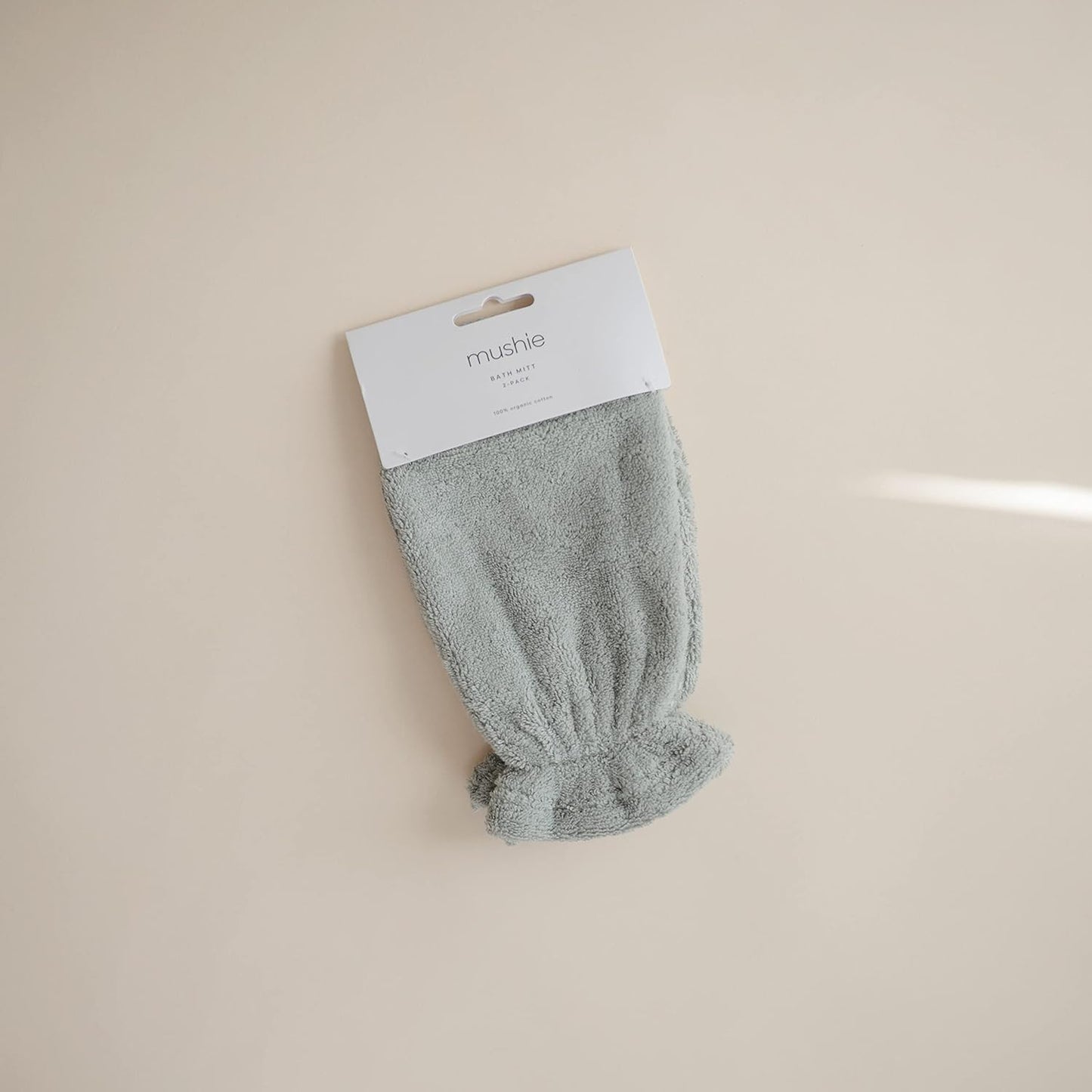 mushie Baby Bath Mitt | Organic Cotton | Pack of 2 (Moss)