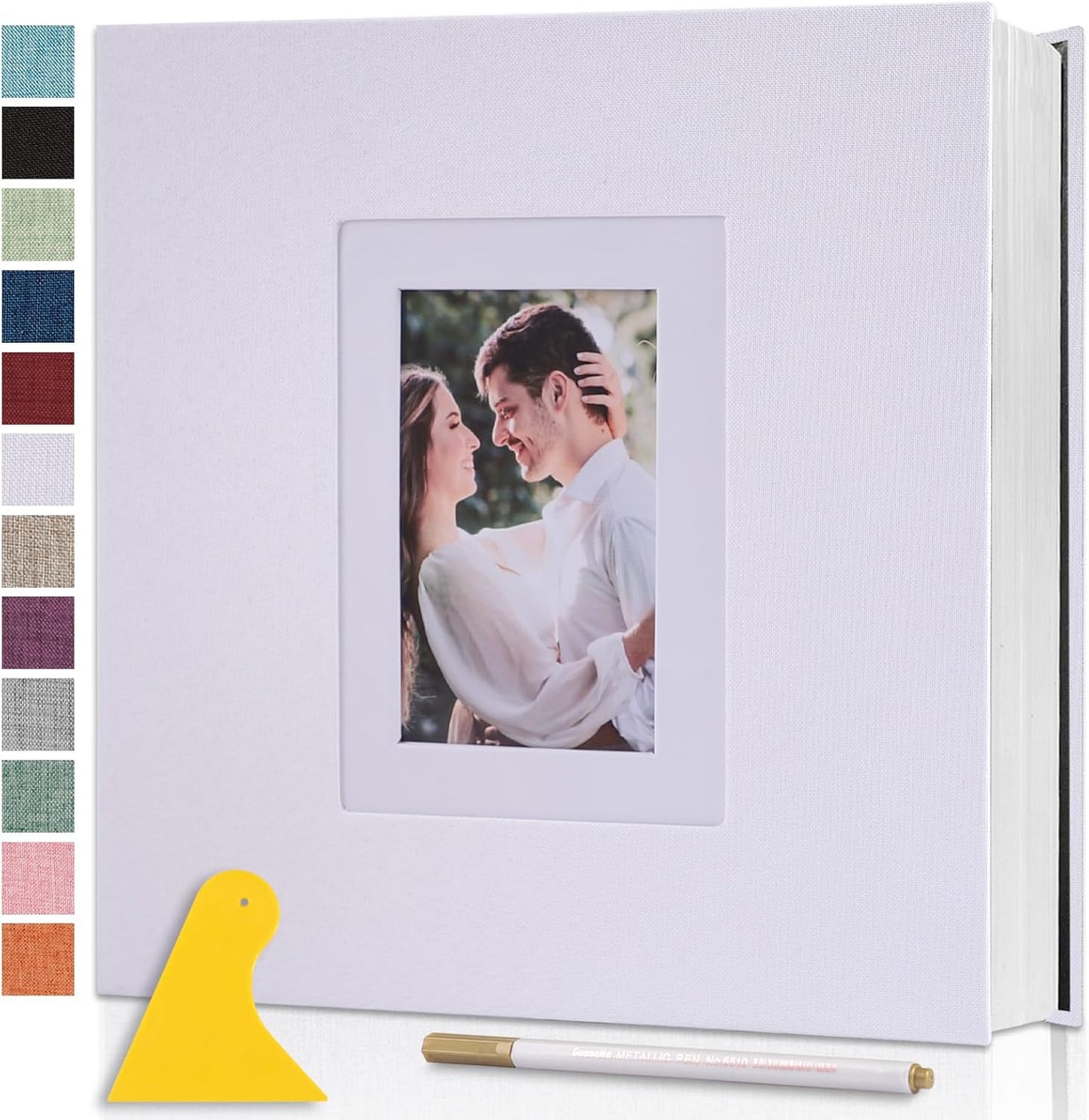 Photo Album Self Adhesive Pages Scrapbook Large Magnetic Photo Albums with Sticky Pages Scrapbooks for Wedding Baby for 4x6 5x7 8x10 Picture Photo Books 13.2x12.8 White 40 Pages