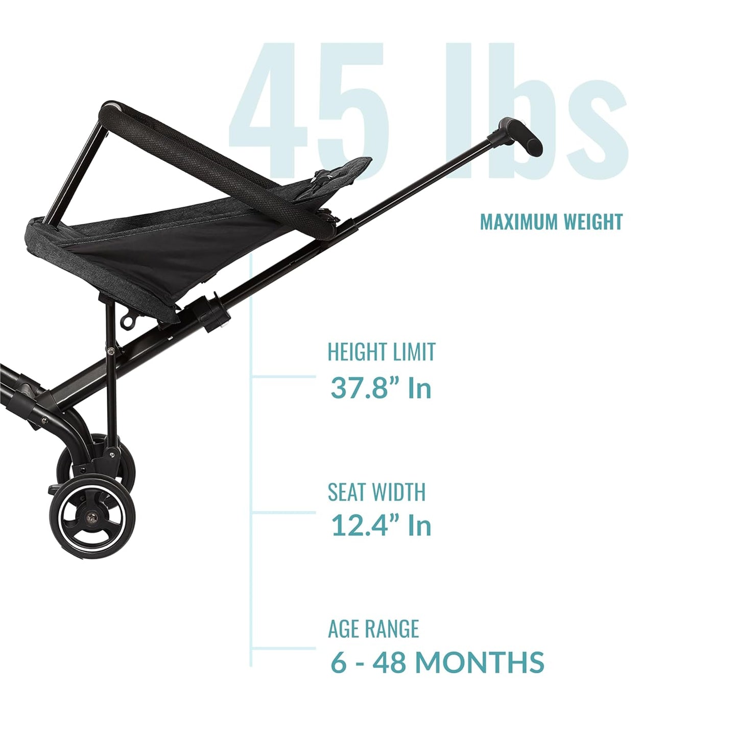 Dream On Me Lightweight and Compact Coast Rider Stroller with One Hand Easy Fold, Adjustable Handles and Soft Ride Wheels, Black