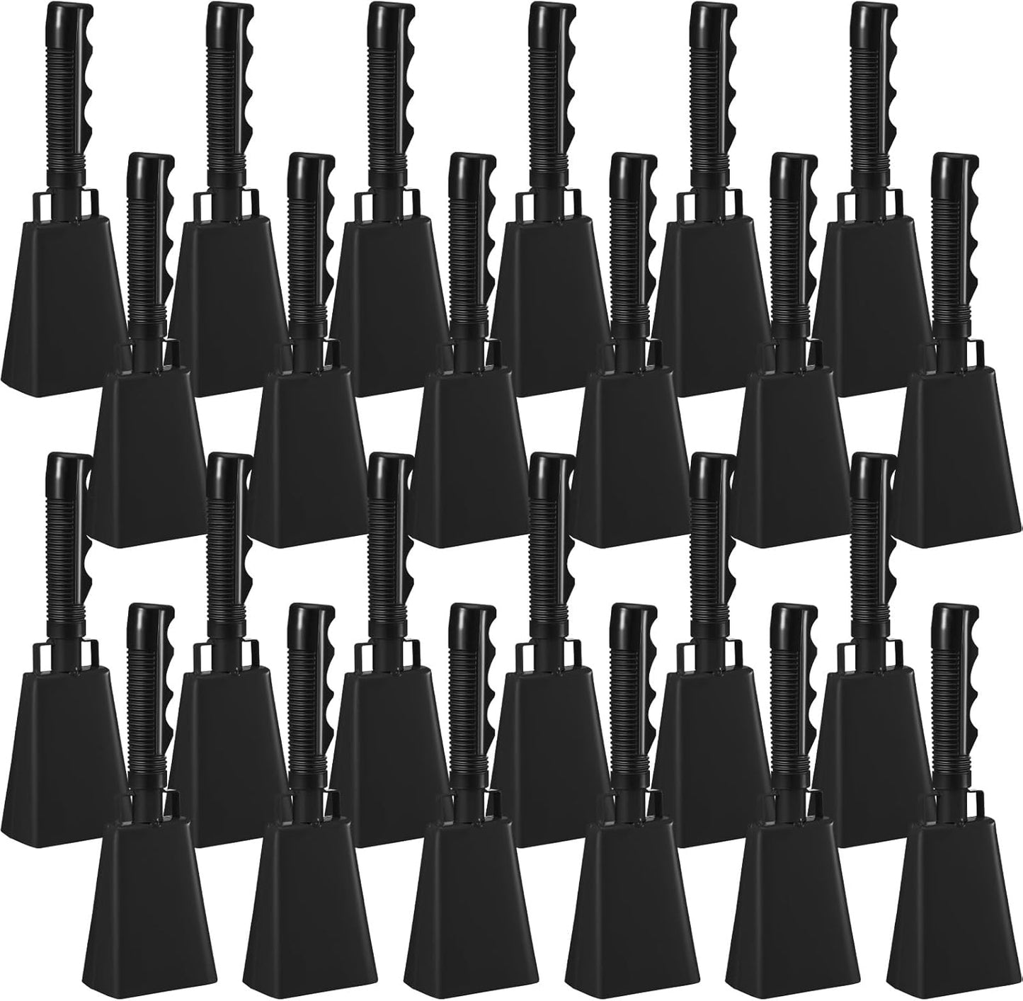 24 Pcs Cow Bell Cheering Bell Cow Bells Noise Makers for Sporting Events Football Cowbell with Handle Loud Musical Instrument for Sports School Classroom Alarm(black,9 '')