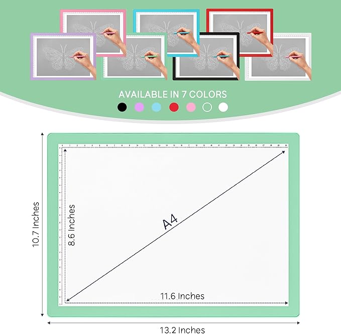 iVyne Corded Light Pad for Weeding Vinyl - A4 Light Box for Drawing - Light Board for Tracing - Light Box for Diamond Painting, Weeding Vinyl, Sketching, Tracing (Green)