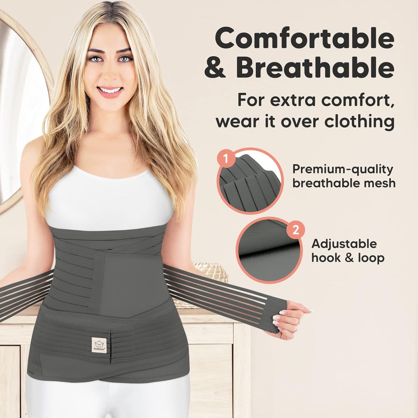 3 in 1 Postpartum Belly Support Recovery Wrap – Postpartum Belly Band, After Birth Brace, Slimming Girdles, Body Shaper Waist Shapewear,Post Surgery Pregnancy Belly Support Band (Mystic Gray, M/L)
