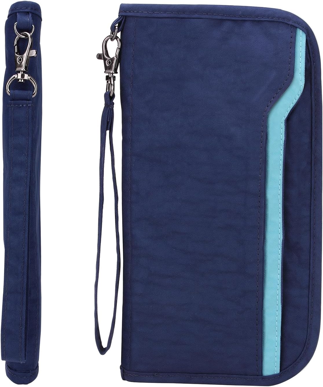 ZOPPEN Passport Holder Family RFID Passport Wallet, Passport Holder Women/Men, Travel Wallet Documents Organizer Zipper Case with Removable Wristlet Strap, Travel Essentials for Flying