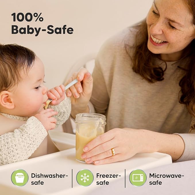 KeaBabies 4pk 8oz & 4pk 4oz Glass Baby Food Containers with Lids - Leak-Proof, Microwavable Small Glass Jars,Baby Purees & Toddler Snack Storage Containers,BPA-Free,Dishwasher & Freezer Safe(Roseate)
