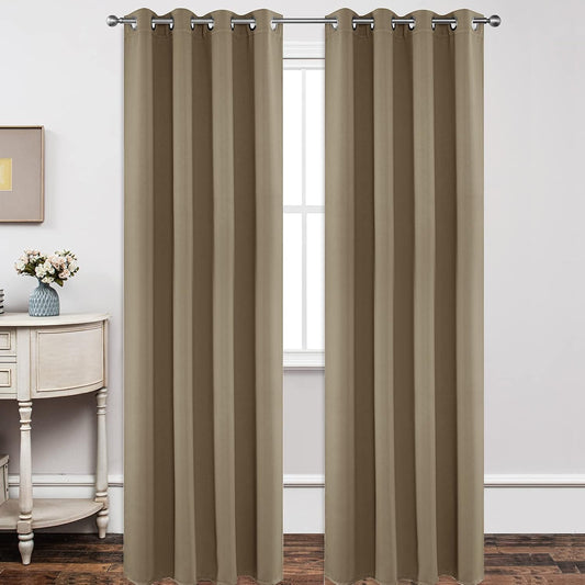 Joydeco Blackout Curtains 120 Inch Length 2 Panels Set, Thermal Insulated Long Curtains& Drapes 2 Burg, Christmas Drapes for Living Room Bedroom Window