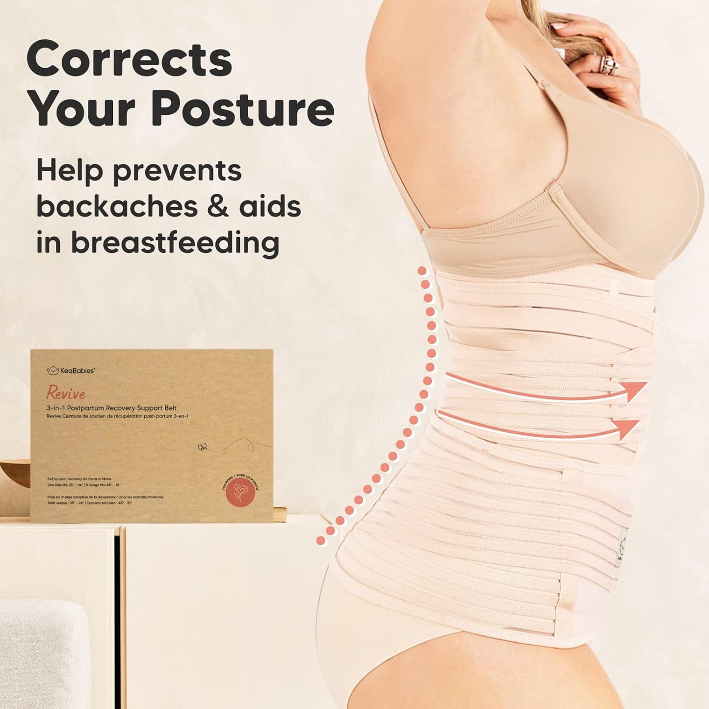 3 in 1 Postpartum Belly Support Recovery Wrap - Postpartum Belly Band, After Birth Brace, Slimming Girdles, Body Shaper Waist Shapewear, Post Surgery Pregnancy Belly Support Band (Classic Ivory, M/L)
