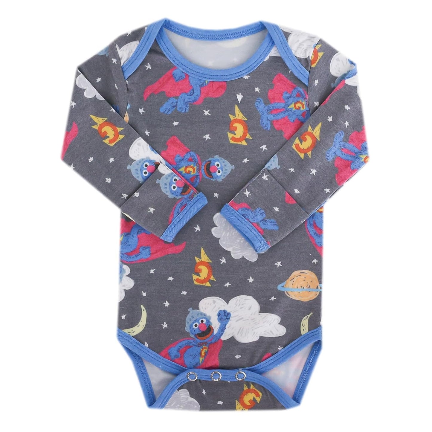 Copper Pearl Long Sleeve Bodysuit Baby: Ultra Soft Baby for Newborns, Boys, and Girls - Stylish, Comfortable, Overlap Shoulders, Premium Knit Fabric - 12-18 Months, Super Grover