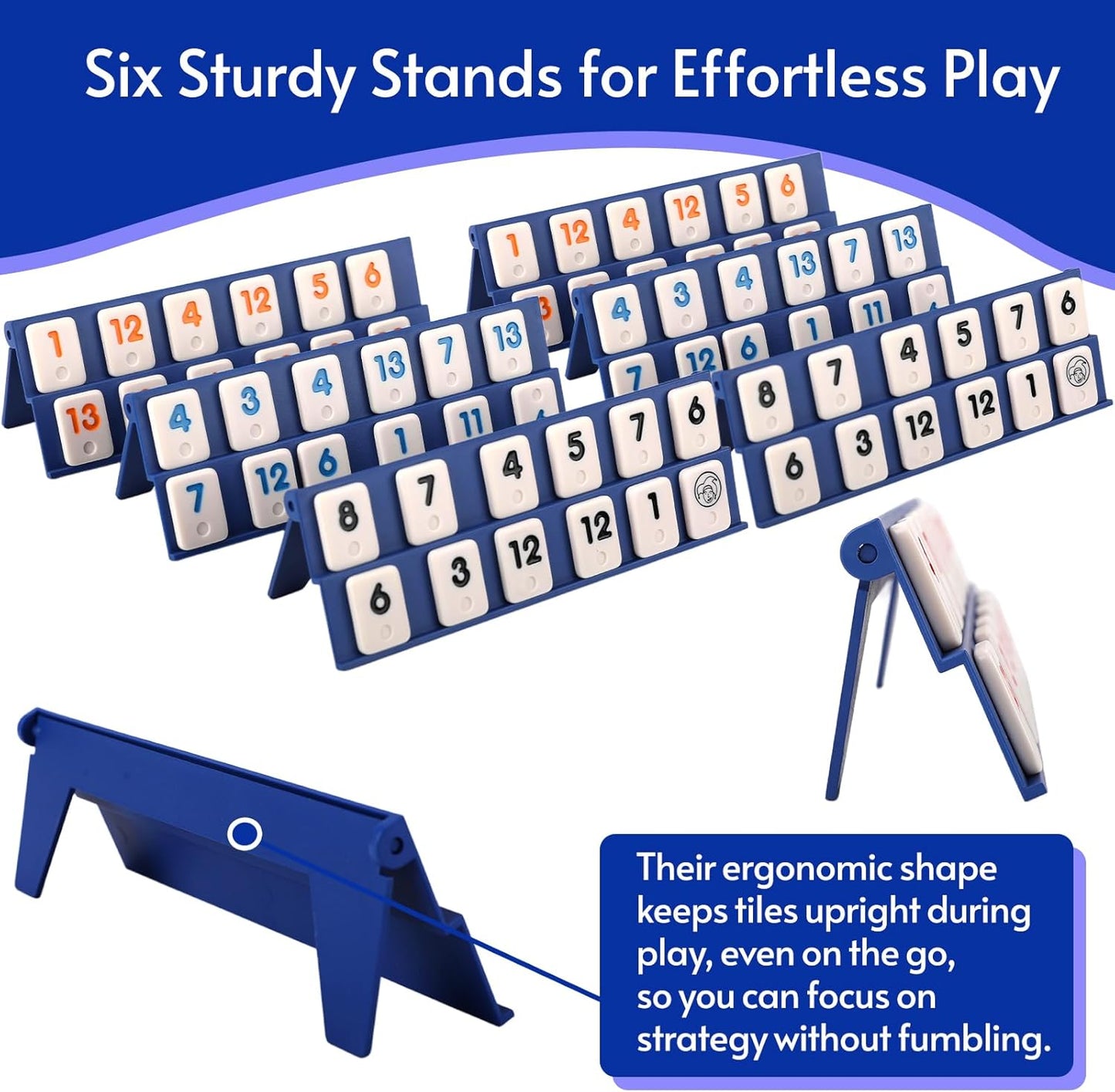 Mini Rummy Cube Game Set 6 Players with 6 Holders and 160 Rummy Tiles, Small Travel and Family Board Game for Adults and Kids