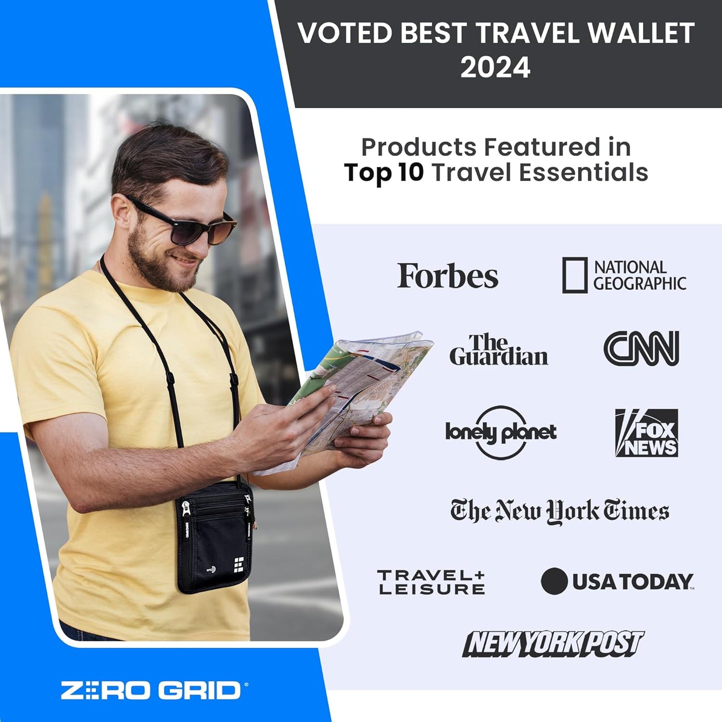 Neck Wallet for Travel & Passport Holder with RFID Blocking - Slim & Easy to Conceal Nylon Travel Pouch for men & women - Holds Phone, Cash, Cards, Keys - Sweat & Water Resistant - Large - Desert Sand