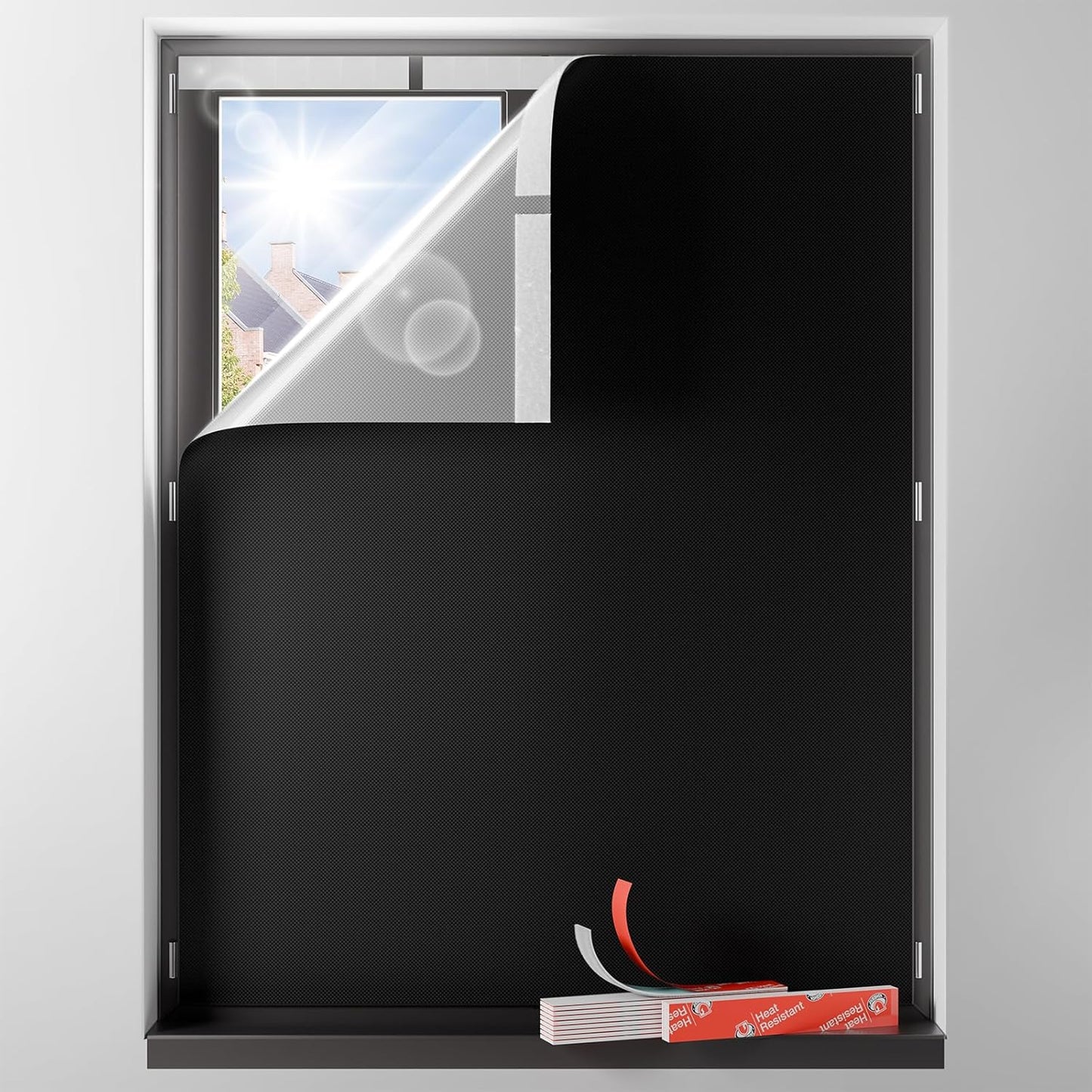 Sumobaby Blackout Curtains for Bedroom 24"x36" Portable No Drill Black Out Window Cover with Upgraded Hook&Loop Tapes,100% Blackout Shades,Thermal Insulated Blinds for Bedroom,Nursery(2 Panel,Black)