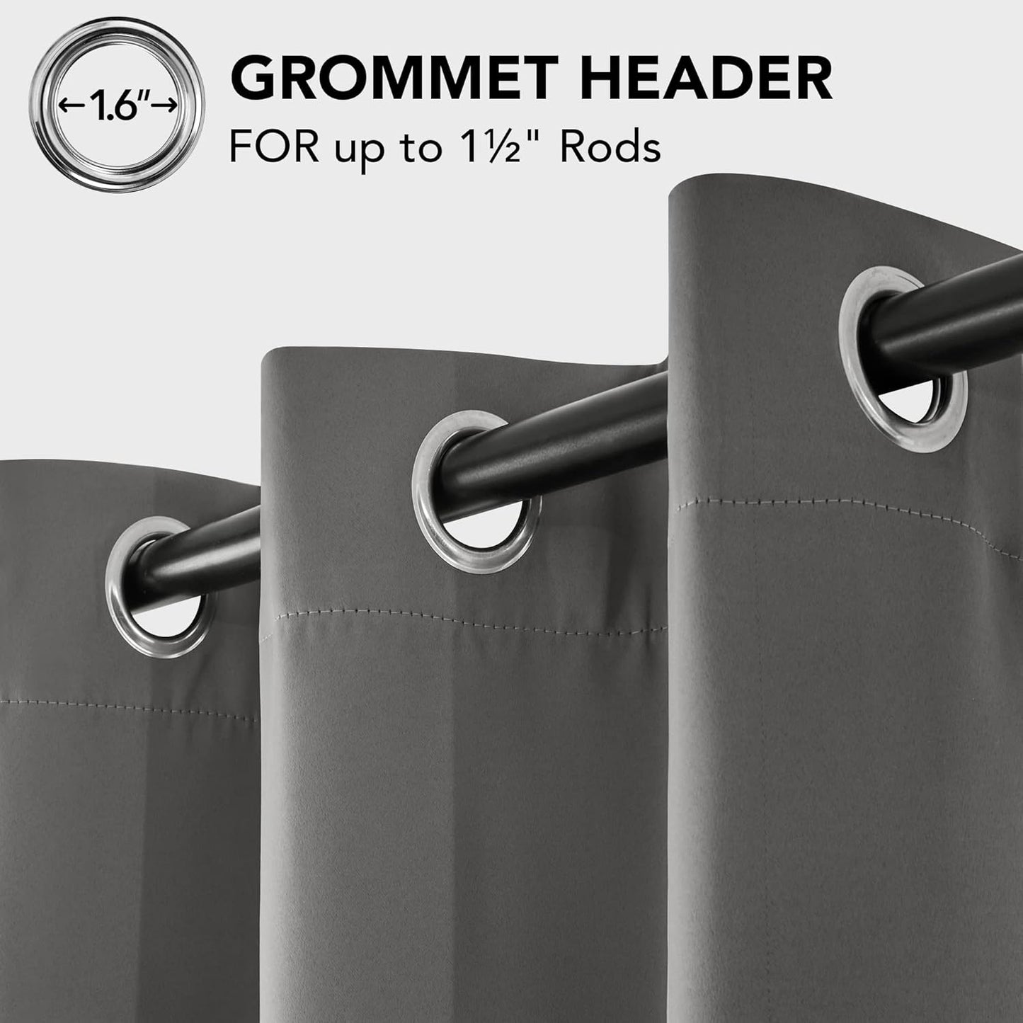 Deconovo Blackout Curtains, Room Darkening Thermal Insulated Window Drapes, Noise Reducing, Grommet Top, 2 Panels 42W x 54L Inch Machine Washable for Bedroom Living Room Nursery Light Grey