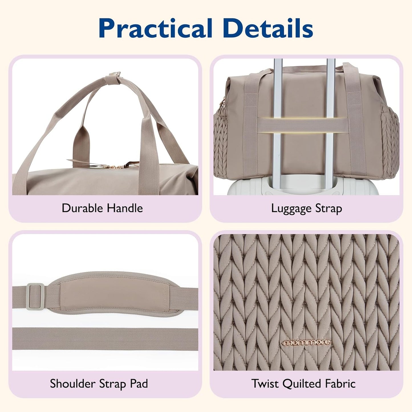 mommore Diaper Bag Tote, Large Capacity Travel Diaper bags, Hospital Bag for Labor Delivery, Baby Bag with Pacifier Case