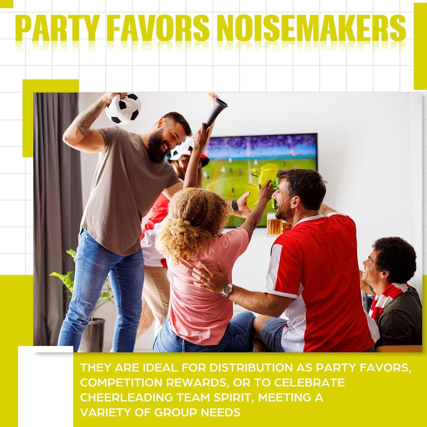 6 Pcs 3 Inch Metal Cowbells Noise Maker Hand Percussion Cow Bells with Handles for Sporting Events Cheering Noisemakers Weddings Team Spirit Sports Party Favors (Yellow)