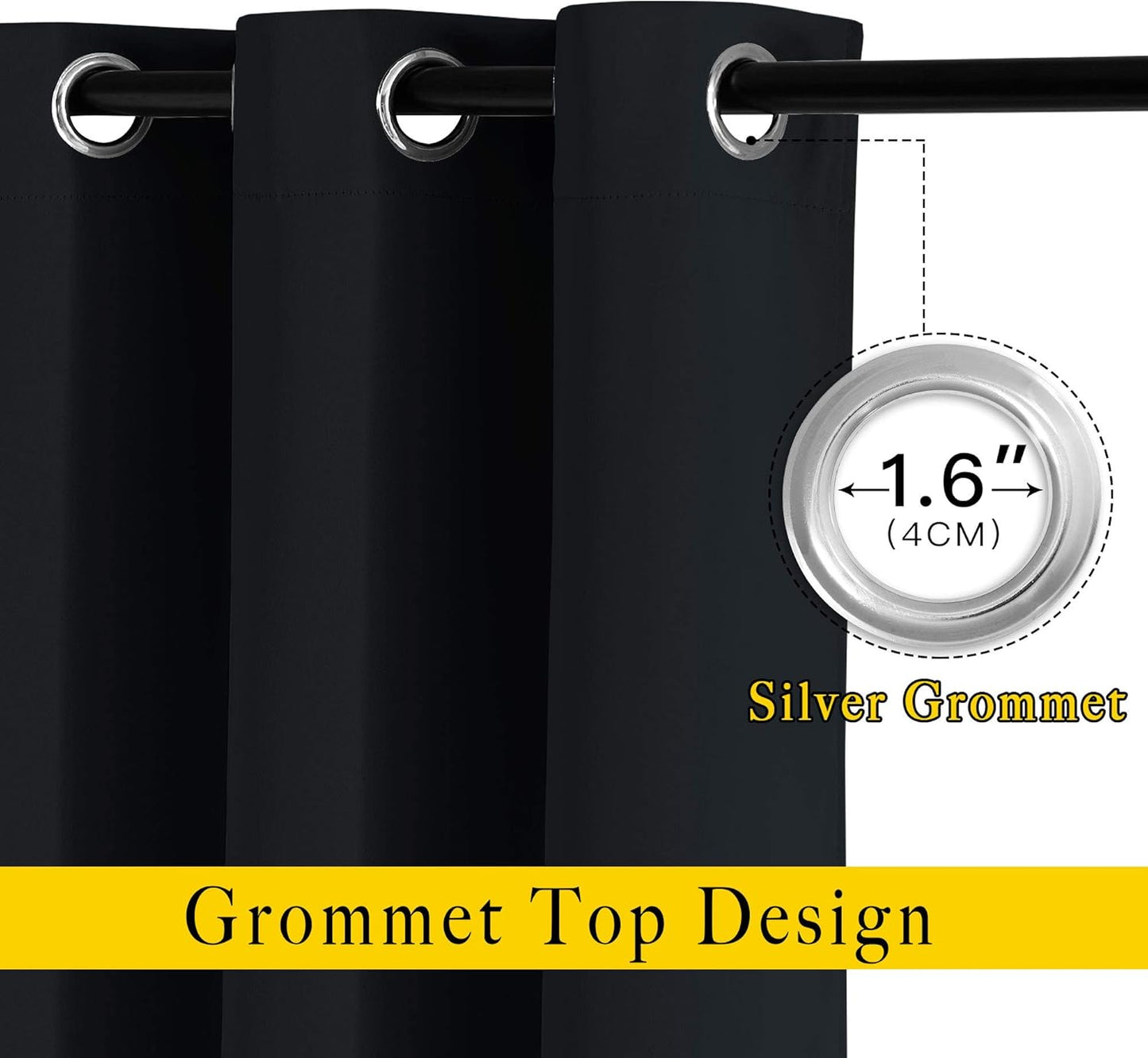 NICETOWN Black Out Curtains 102 inches Long, Grommet Thermal Insulated Solid Blackout Curtains Privacy Window Treatments for Bedroom/Living Room, W46 x L102, 2 Panels