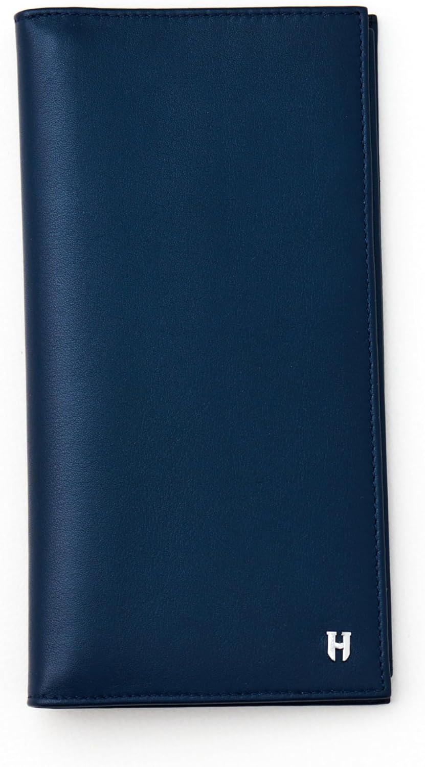 Passport Holder Travel Wallet for Men & Women, RFID Handcrafted Full Grain Leather Cover, 12 Card Slots & 4 Compartments, Gift Box & Pouch, Navy Blue