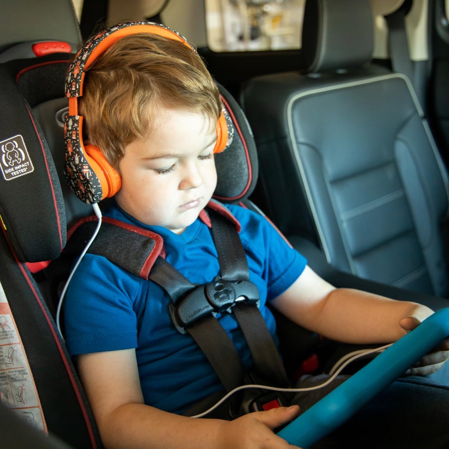 Snug Play+ Kids Headphones – Volume Limited 93dB for Safe Listening – Foldable, Durable Headphones for Toddlers, Boys & Girls – Tangle-Free Cord – Ideal for Travel, School, Tablets - Blue Camo