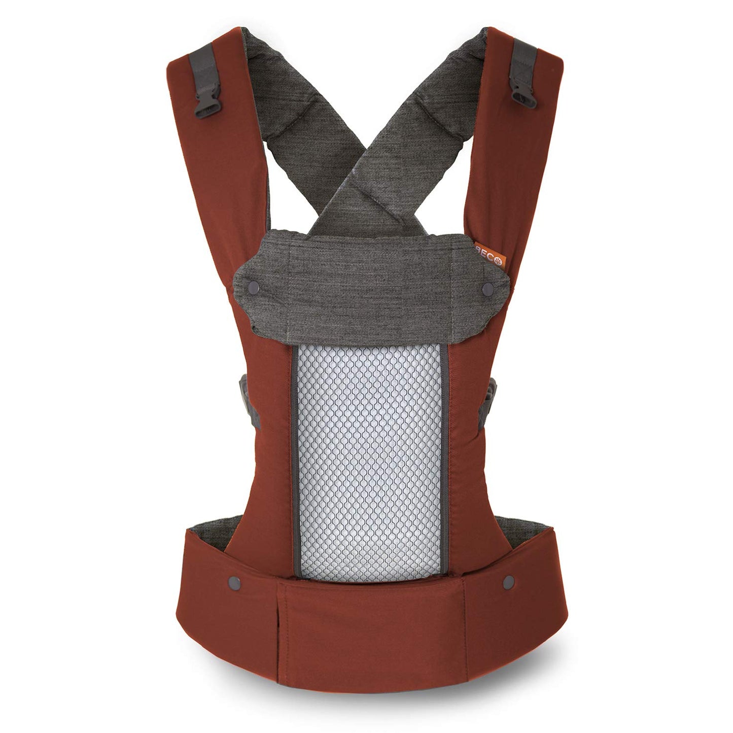 Beco Baby Carrier 8 Hybrid Newborn to Toddler Carrier (7–45 lbs) - All in 1 Breathable Mesh, Ergonomic Baby Backpack - Front & Hip Carrier with Adjustable Seat – Rust