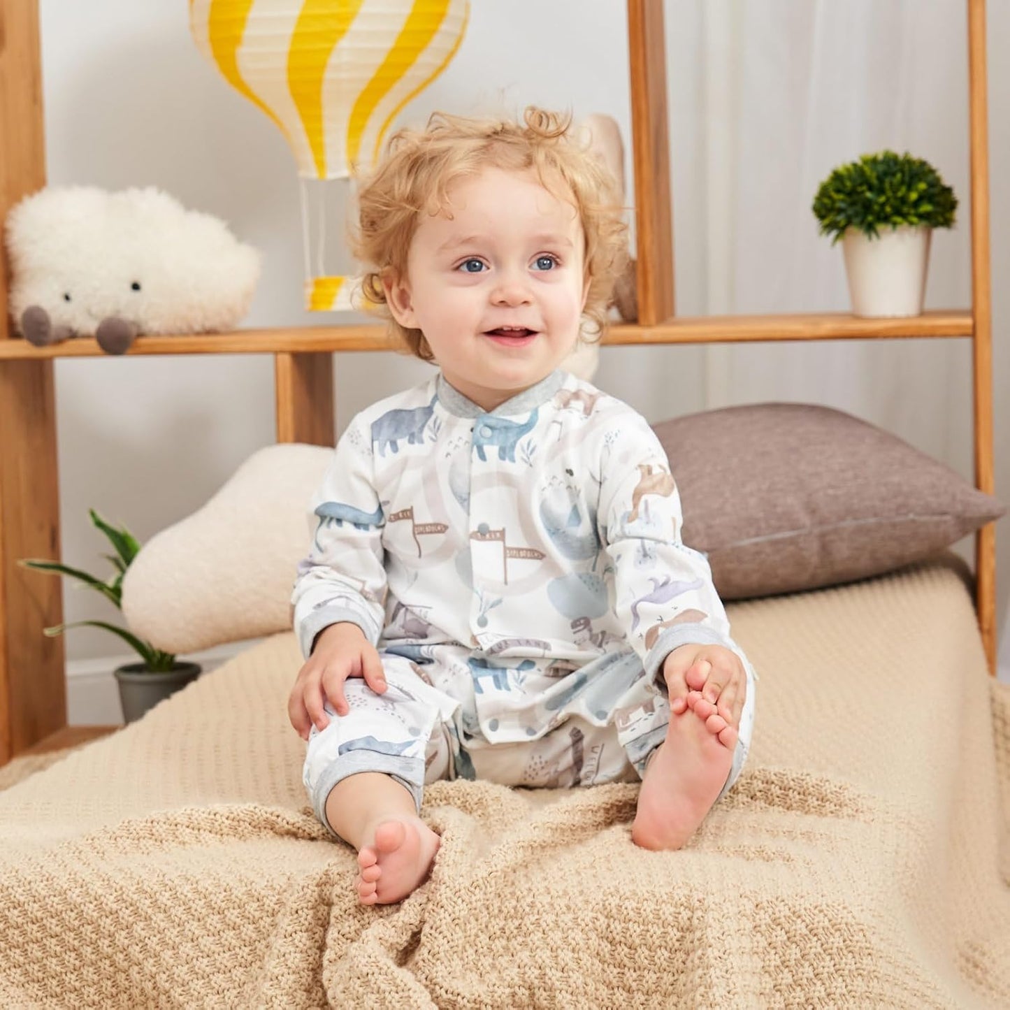 100% Organic Cotton Soft 3-24 Months Baby Romper Jumpsuits for Boys and Girls Unisex Long Sleeve
