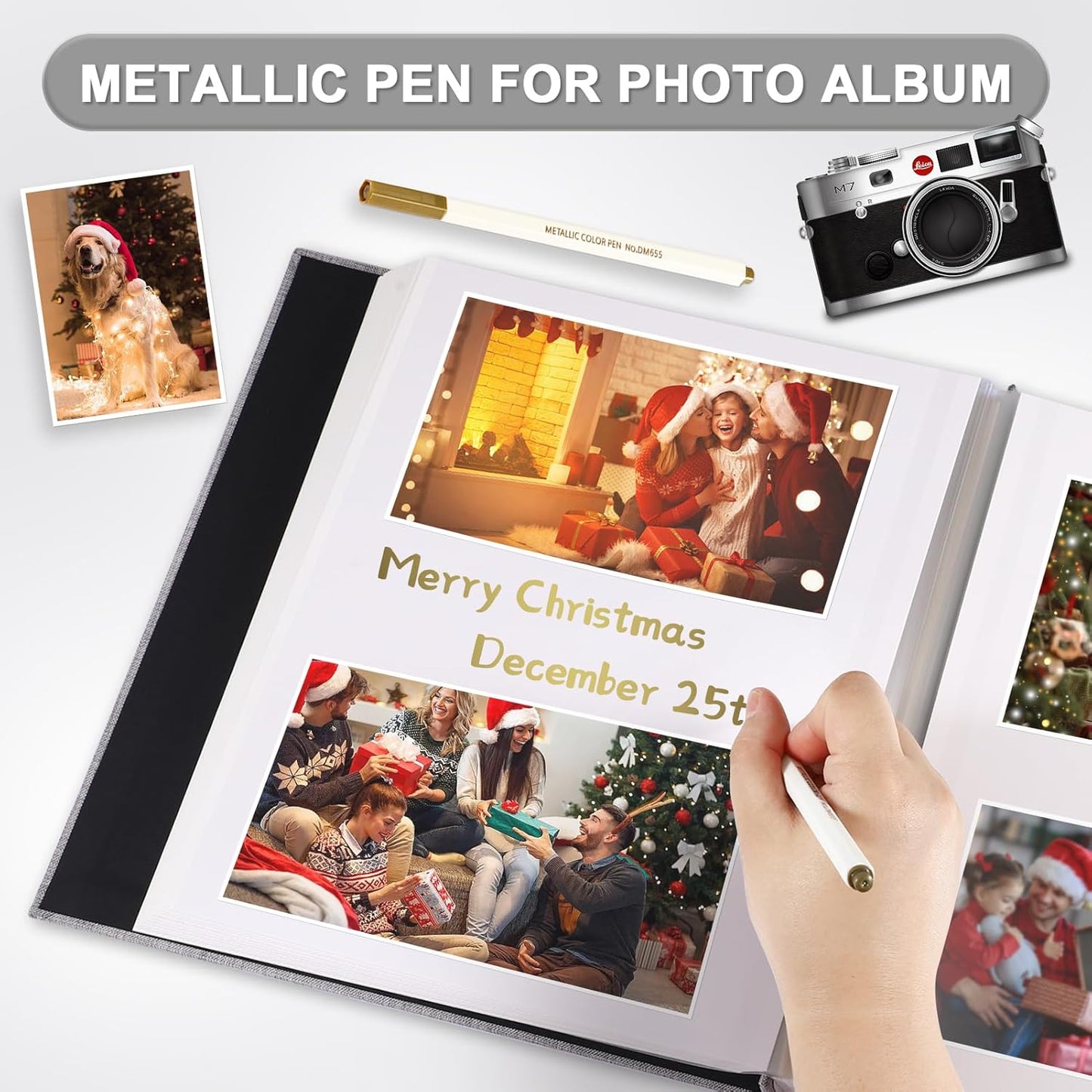 Photo Album Self Adhesive Pages Scrapbook Large Magnetic Photo Albums with Sticky Pages Scrapbooks for Wedding Baby for 4x6 5x7 8x10 Picture Photo Books 11x10.6 Black 60 Pages