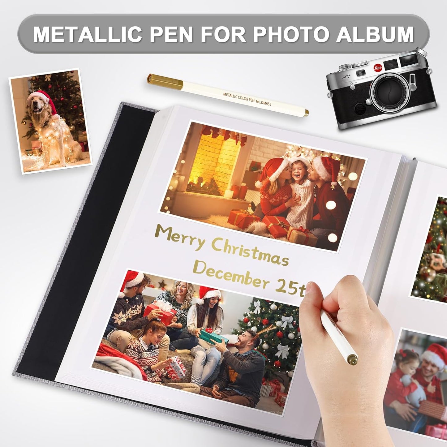 Photo Album Self Adhesive Pages Scrapbook Magnetic Photo Albums for 4x6 5x7 8x10 Pictures Sticky Pages Books for Baby Family Wedding 11x10.6 Black 60 Pages