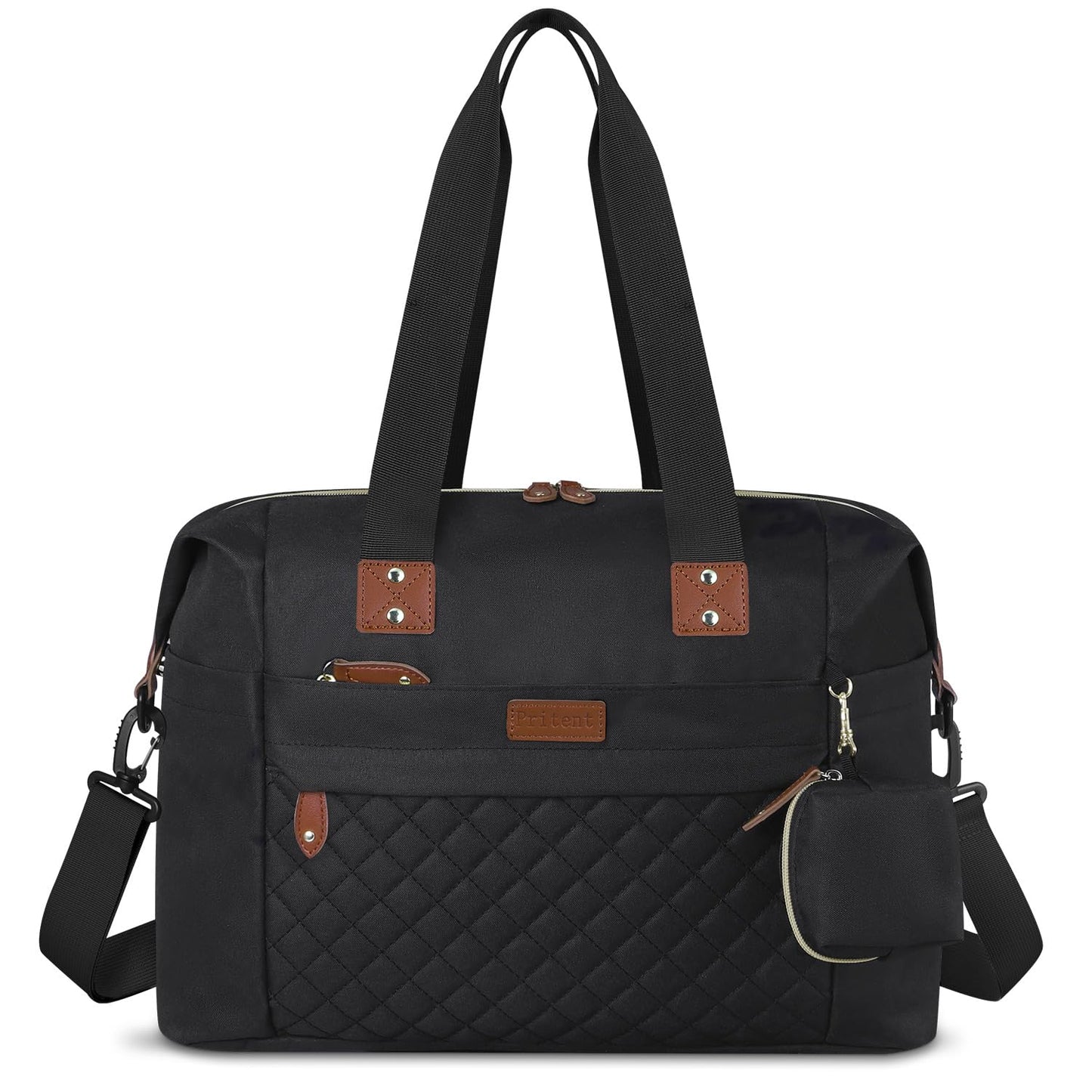 Diaper Bag Tote, Diaper Baby Bags with Pacifier Case, Shoulder Straps, Stroller Clips, Waterproof Large Mommy Maternity Travel Baby Tote for Mom and Dad, black