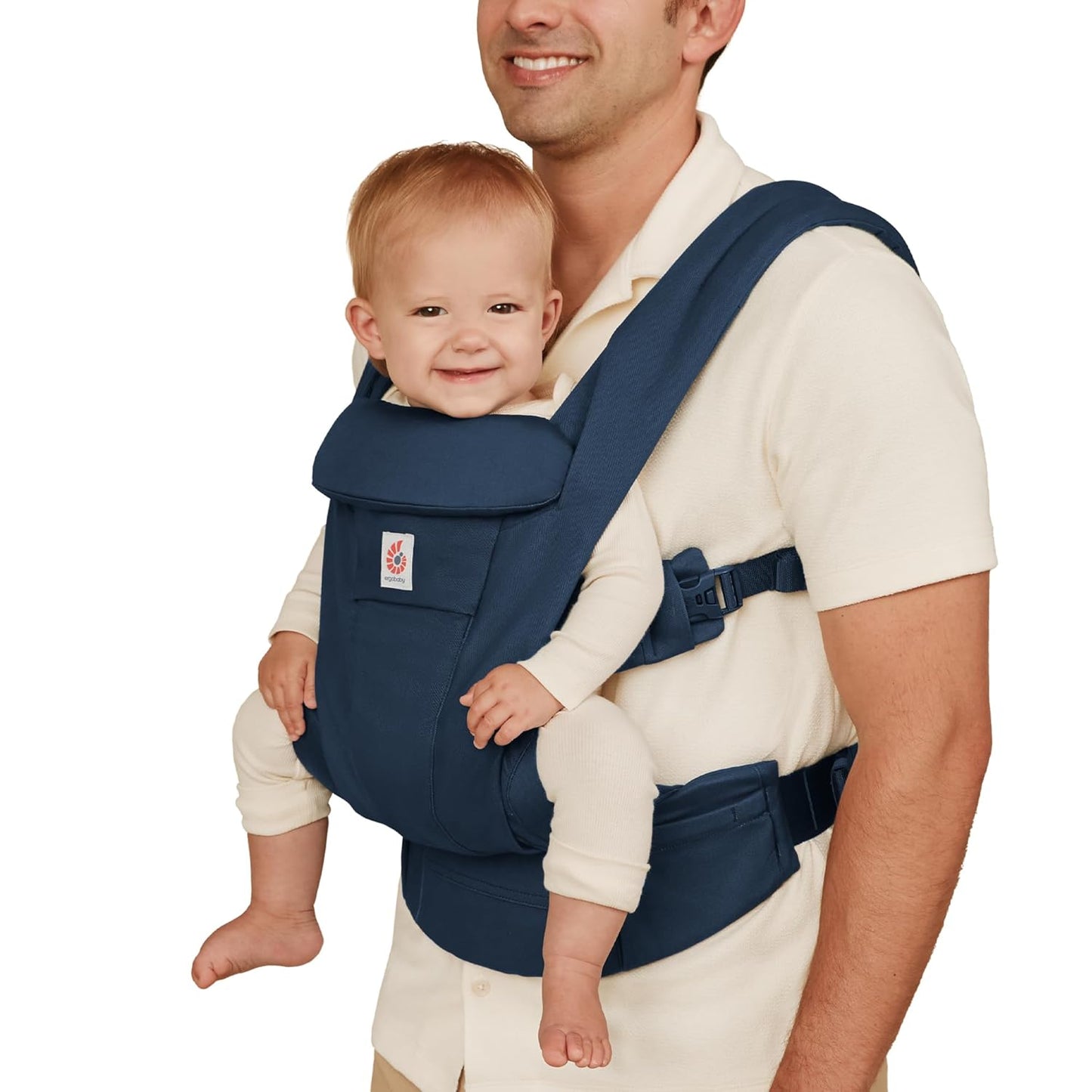 Ergobaby Omni Deluxe Baby Carrier Newborn to Toddler - Breathable Baby Carriers for Summer - All-Position Carrier with Enhanced Lumbar Support & Airflow (7-45 Pounds), Cotton, Midnight Blue